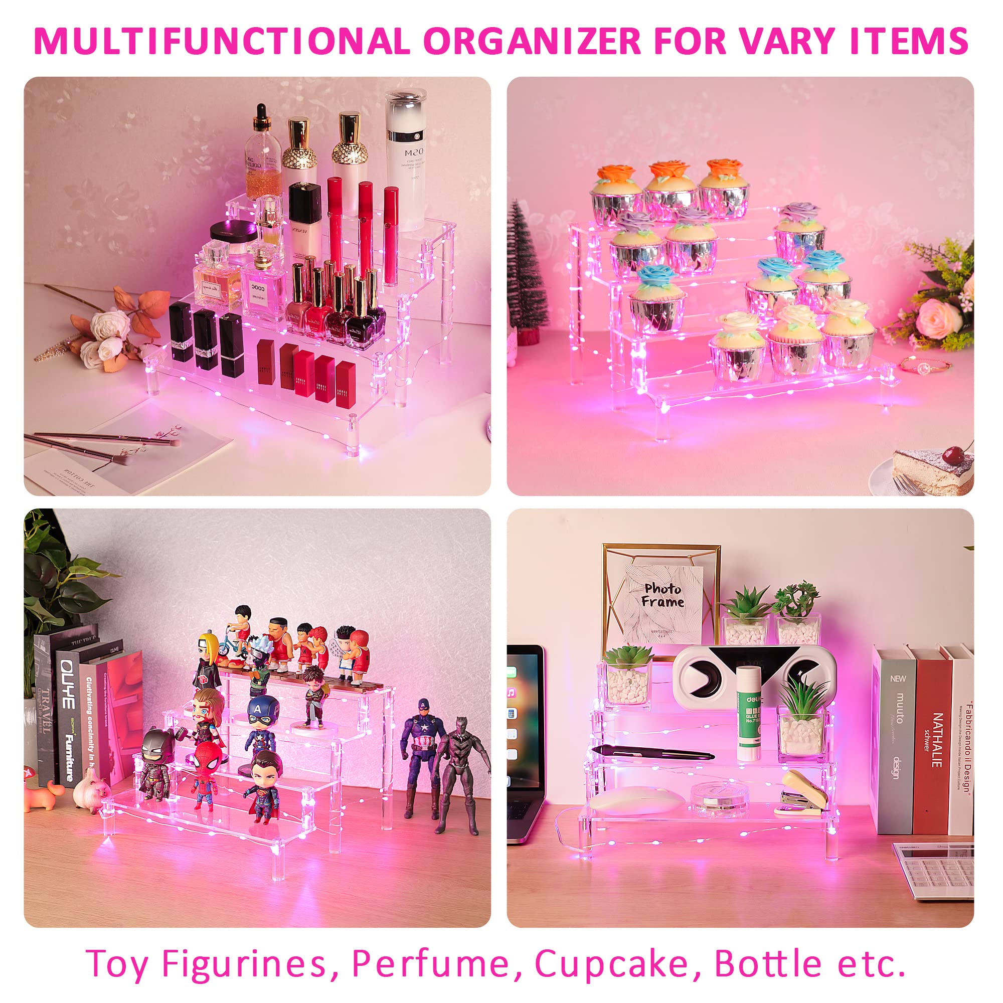 YestBuy Display Shelf Cake Stand - 4 Tier Shelf Cake Pop Stand - Multifunctional and Durable Acrylic Stand - Mounting Hardware Included - Ideal for Desserts  Cosmetics  Glassware  Figurines