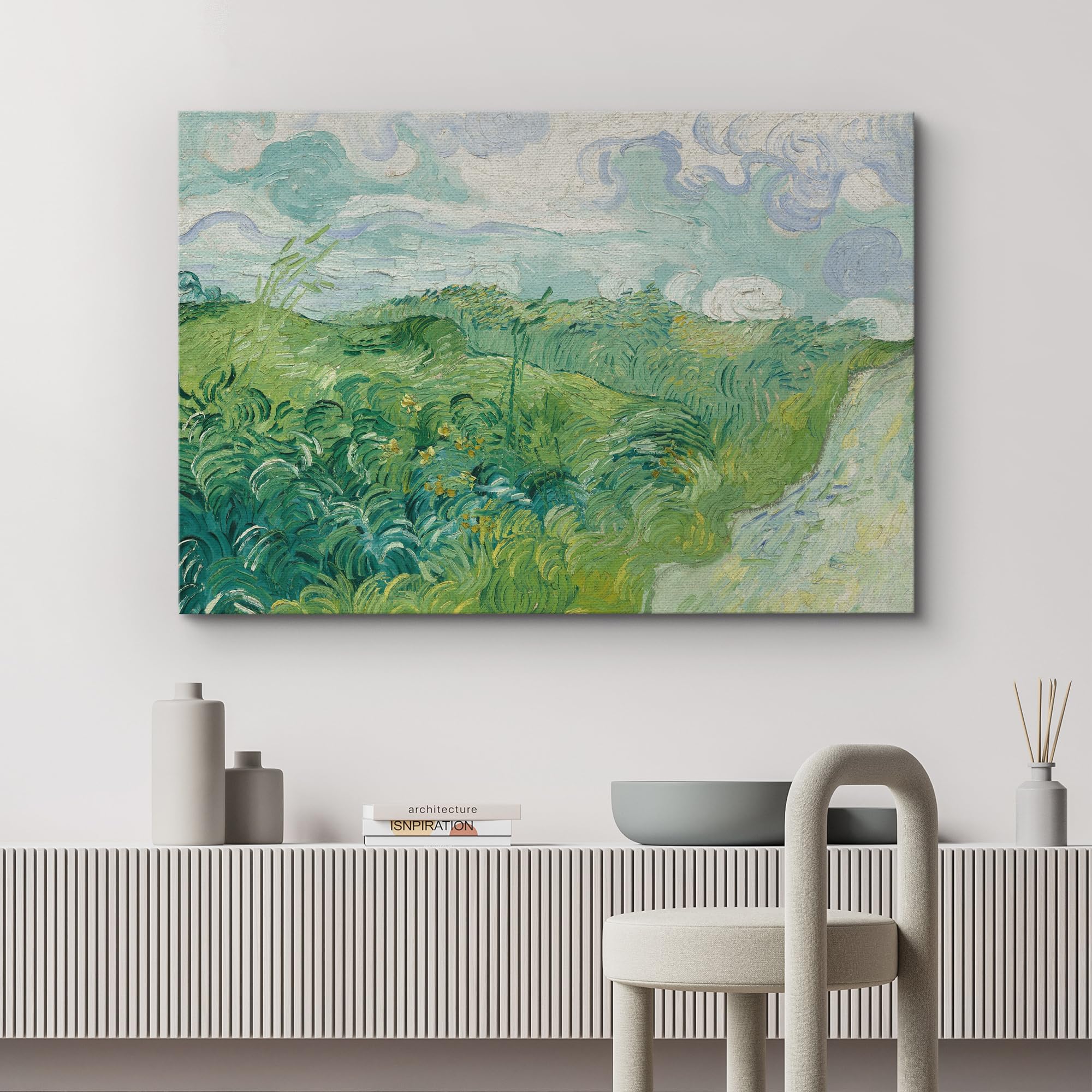Wall26 Canvas Print Wall Art Green Wheat Fields By Vincent Van Gogh Nature Wilderness Illustrations Modern Art Decorative Floral