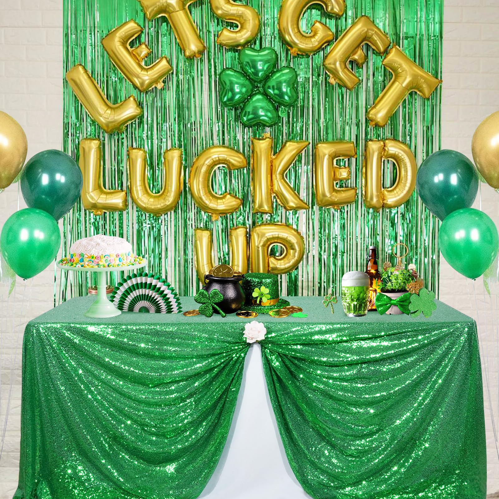 Poise3Ehome Green Sequin Tablecloth 90X132 Inch, Green Tablelcoth Sparkly Tablecloth For Christmas Birthday Party Graduation Dec