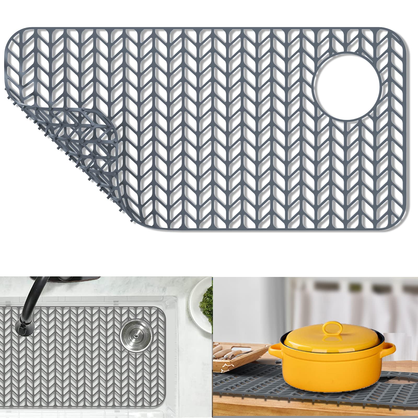 Silicone Sink Protectors For Kitchen, Jiubar 28.6''X 14.5'' Sink Mat Grid For Bottom Of Farmhouse Stainless Steel Porcelain Sink
