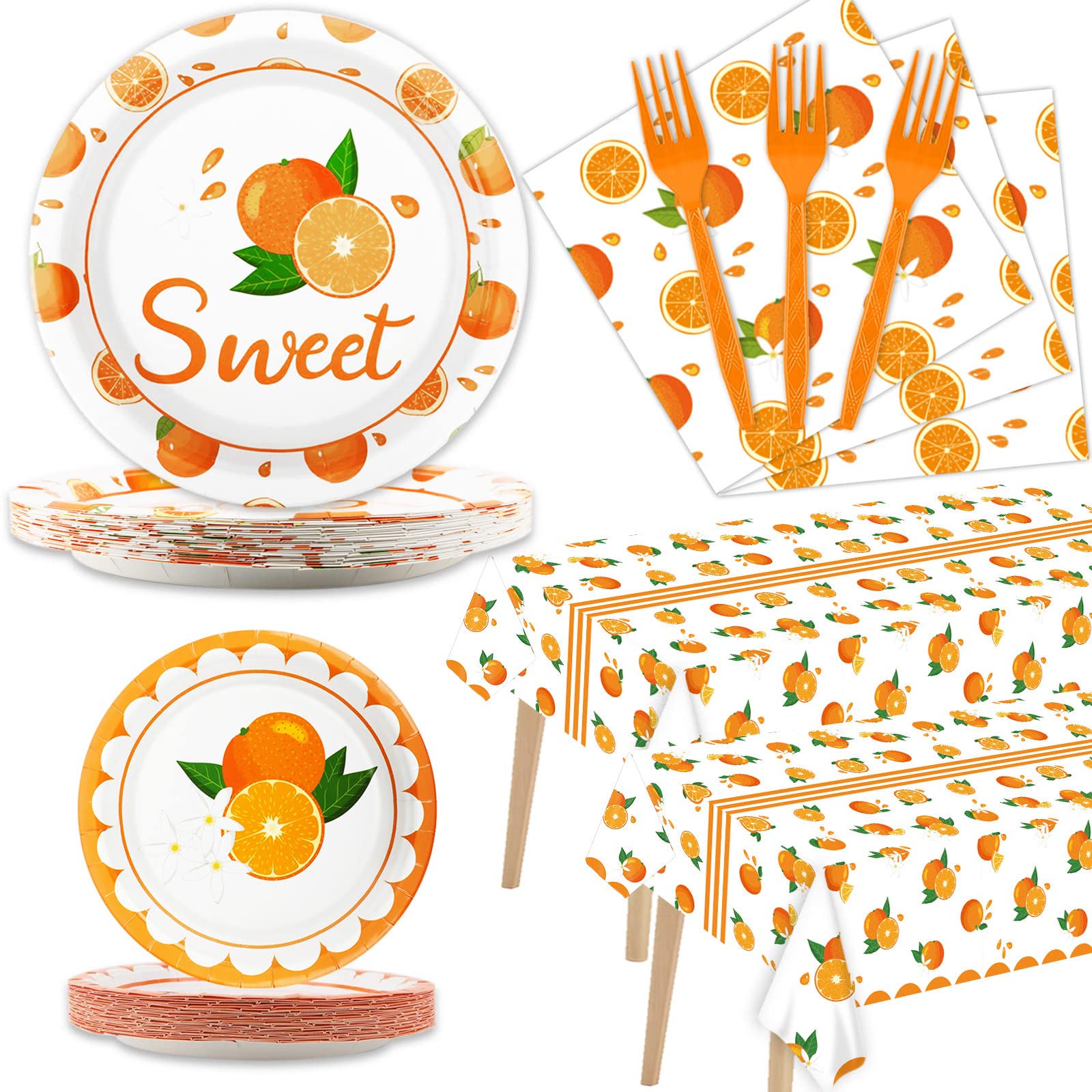 98 Pcs Little Cutie Party Supplies Includes Plates, Napkins, Table Covers, Ideal For Summer Fruit Party Birthday Theme Party Dec