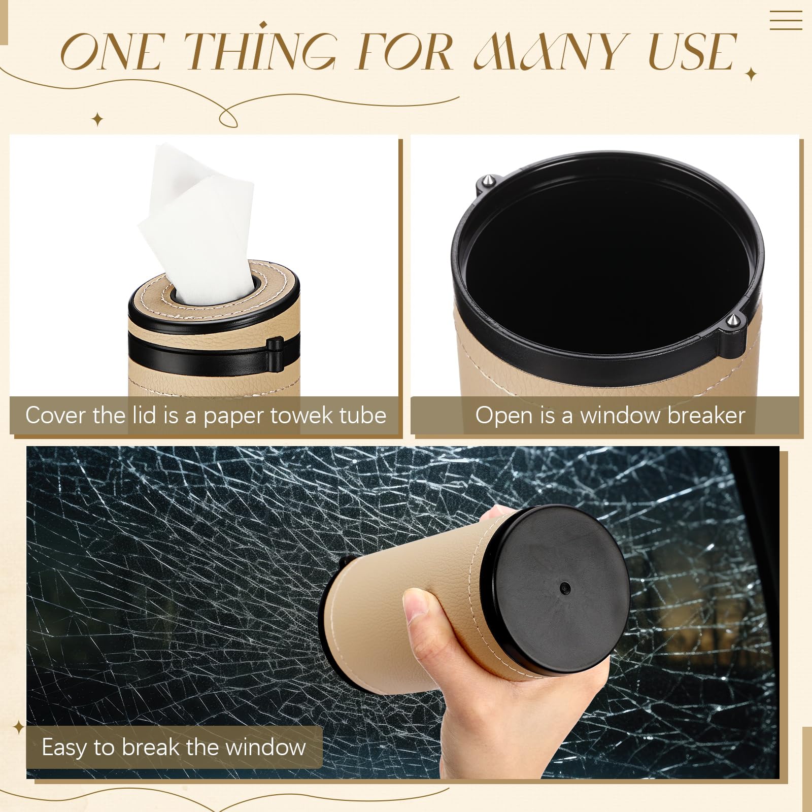 Singhoow 1 Pcs Car Tissues Cylinder Leather Round Tissues Container Car Tissues Holder With Tissues Cylinder Tissue Box With Win