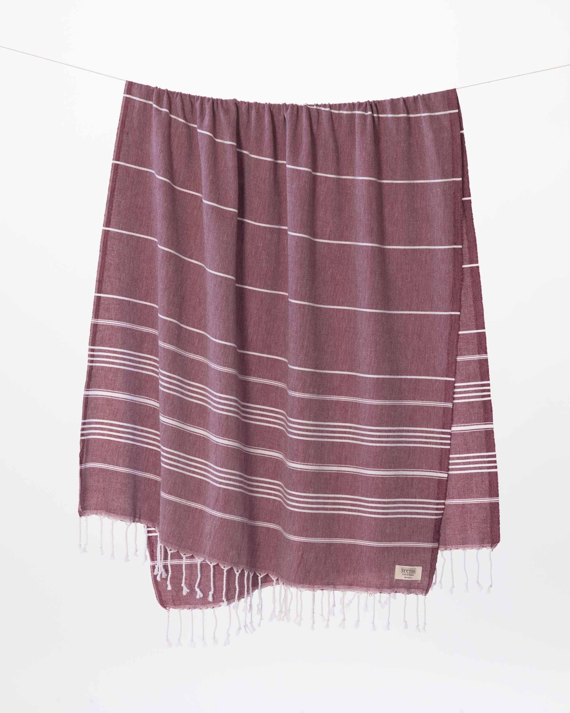 Teema Large Turkish Beach Towel - 100% Turkish Cotton - Sand Free - Fast Drying - Versatile And Multi-Use - The Simple (Maroon)