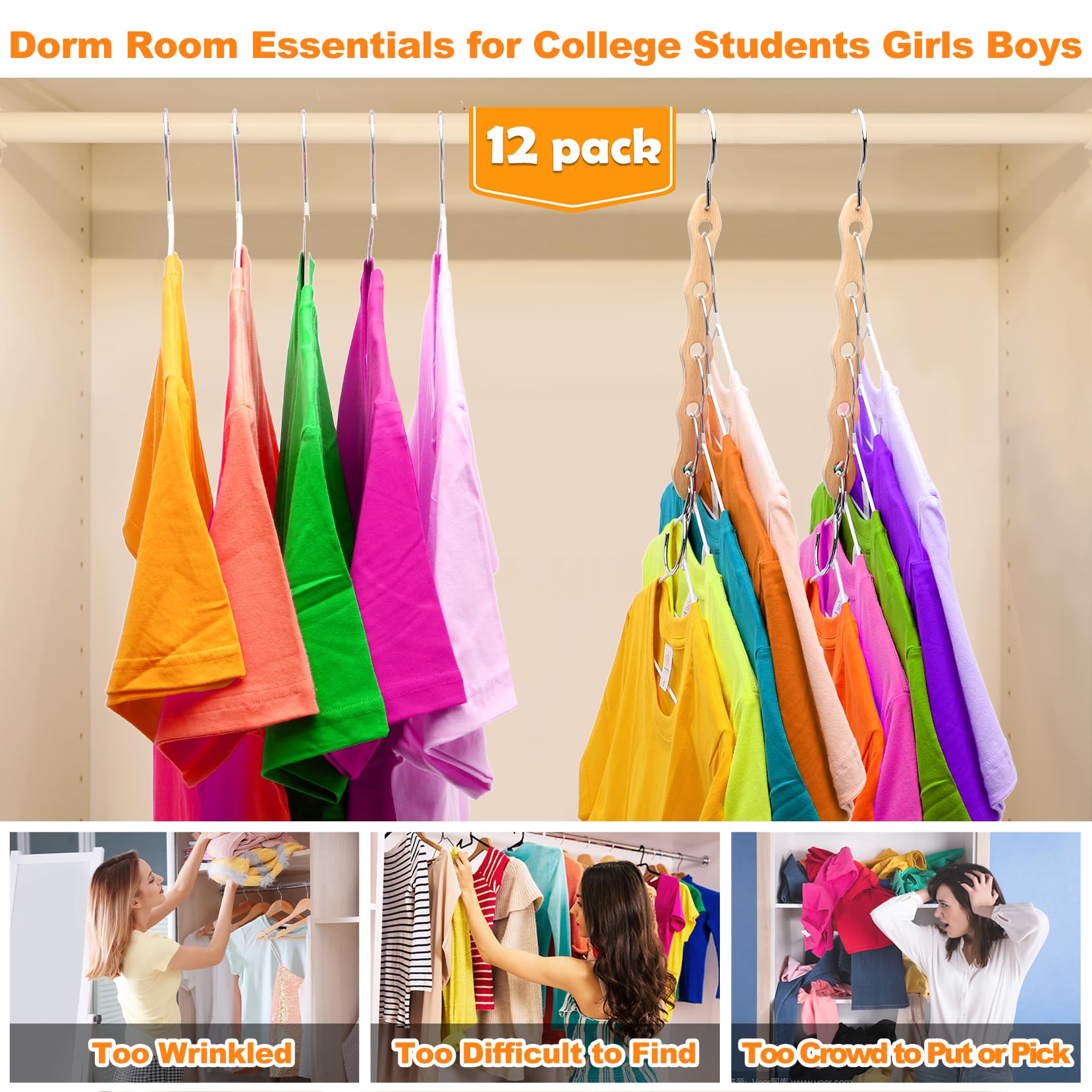 Heyhouse Closet Organizers And Storage,College Dorm Room Essentials,Multifunctional Closet Organizer Magic Space Saving Hangers