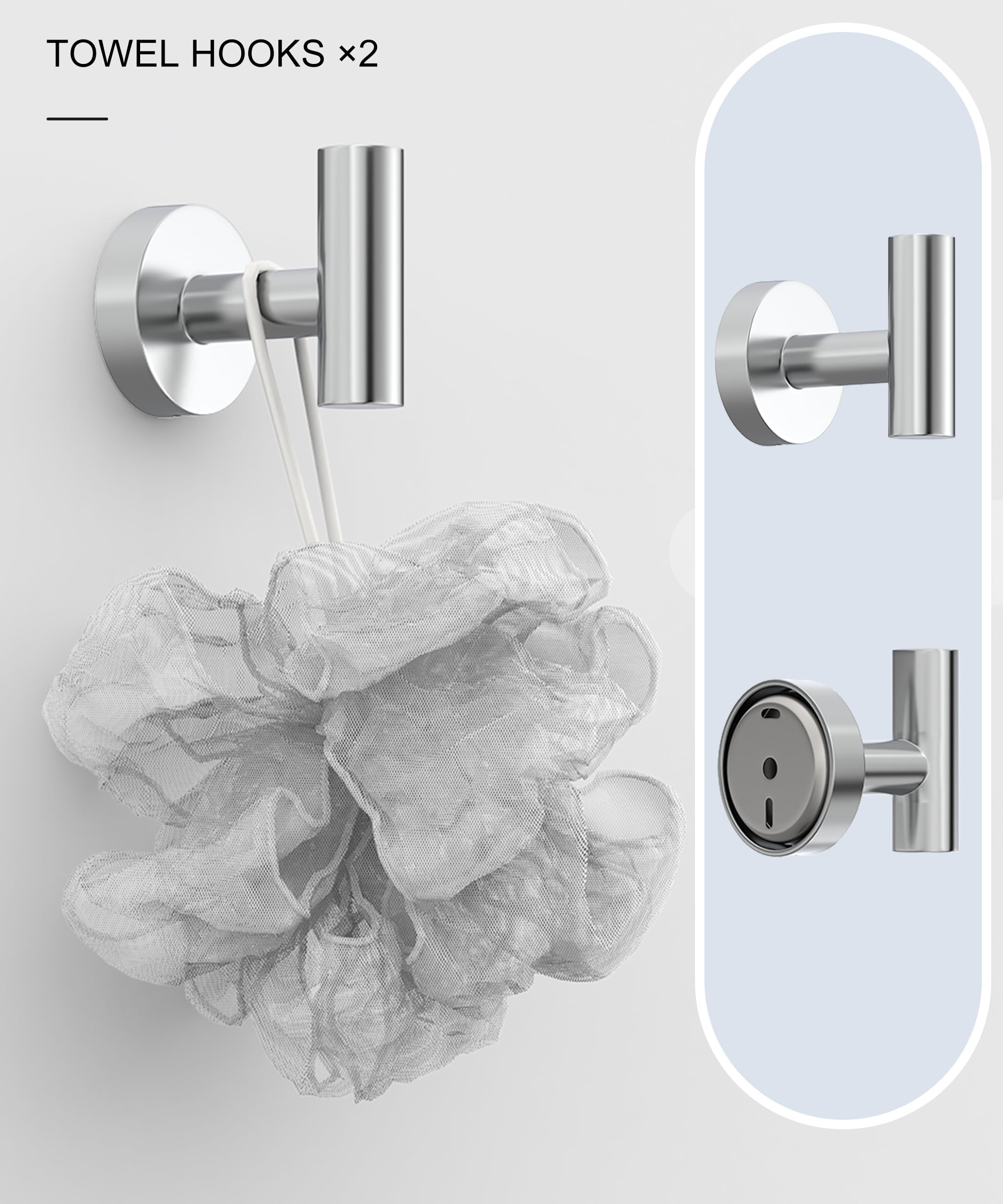 Homemystique 6 Pcs Chrome Bathroom Hardware Accessories Set Sus304 Stainless Steel Towel Rack And Toilet Paper Holder Set Towel