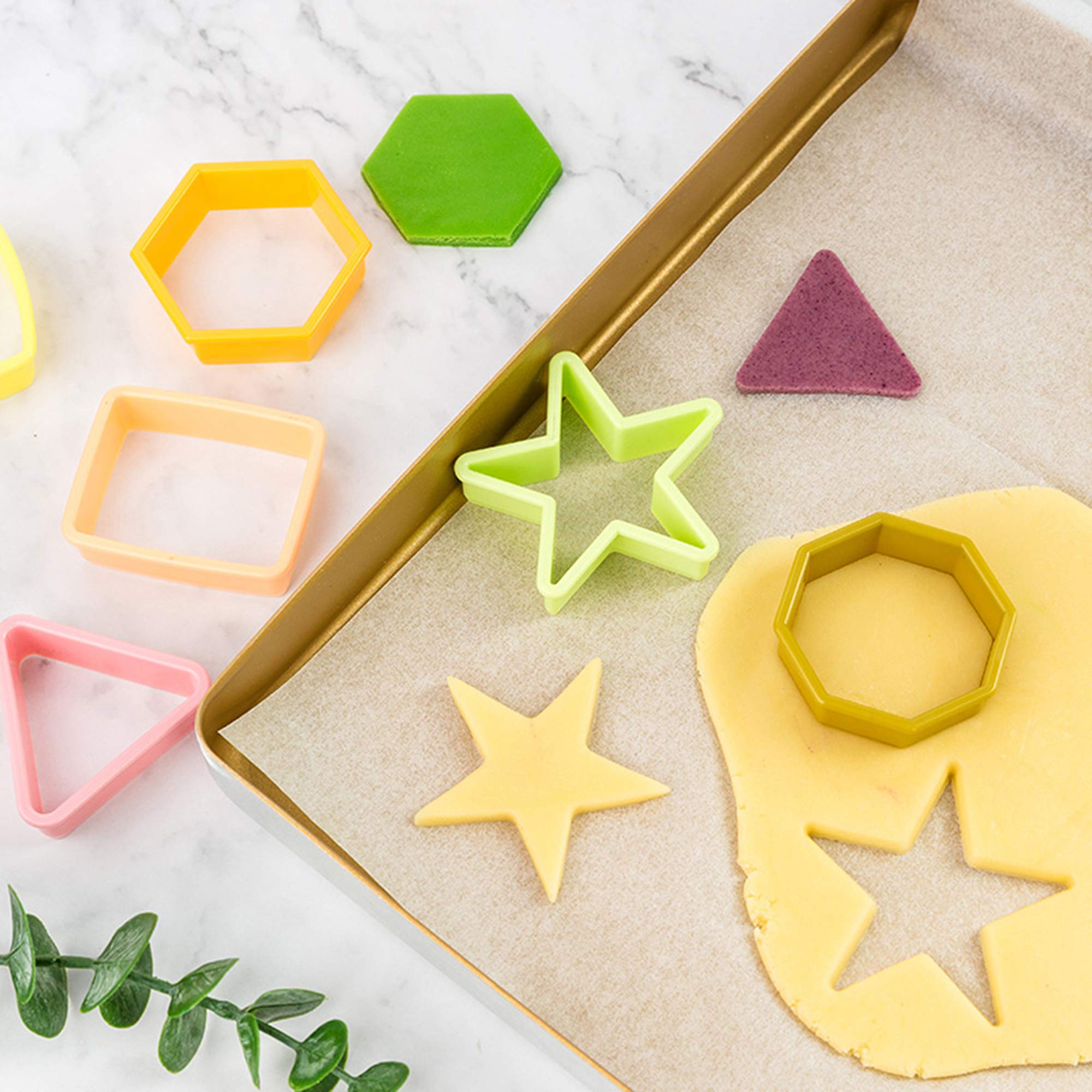 12Pcs Color Plastic Cookie Cutters Heart Star Triangle For Vegetable Fruit Cutters