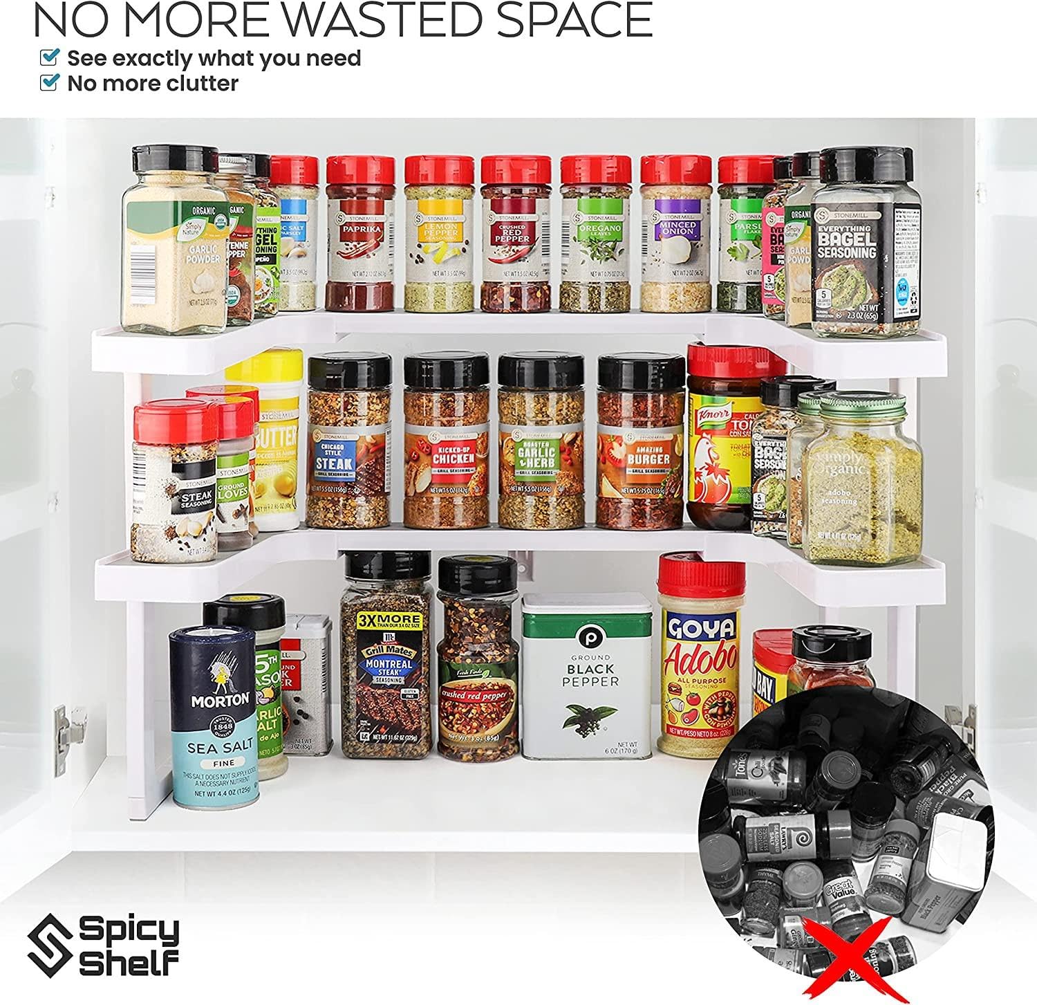 Spicy Shelf Deluxe - Expandable Spice Rack and Stackable Cabinet & Pantry Organizer (1 Set of 2 Shelves) - As seen on TV Deluxe