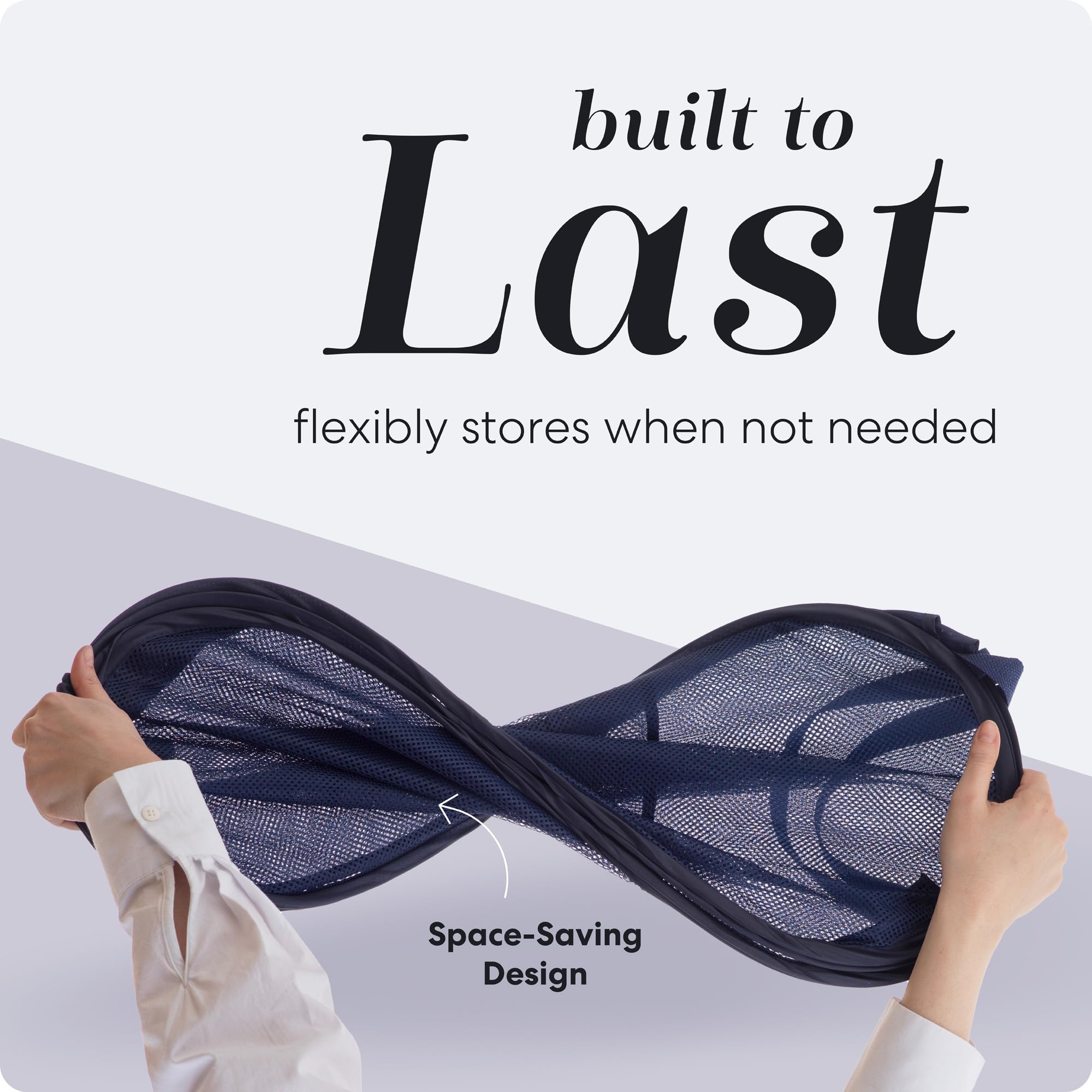 Handy Laundry Collapsible Mesh Foldable Hamper 14 X 14 X 24 Navy Blue