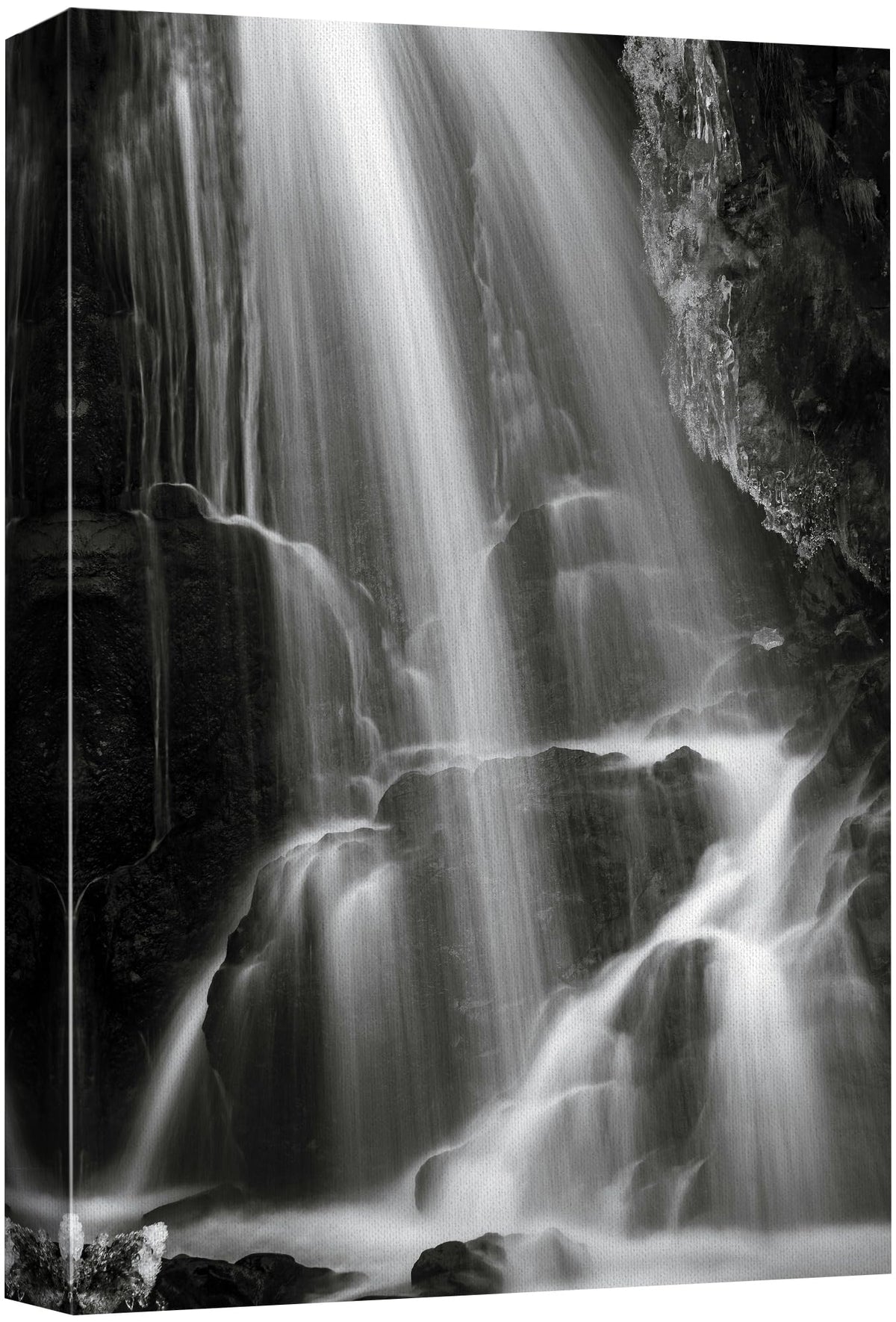 Wall26 Canvas Print Wall Art Serene Black And White Waterfall Animals Photography Realism Rustic Scenic Landscape Wilderness Zen