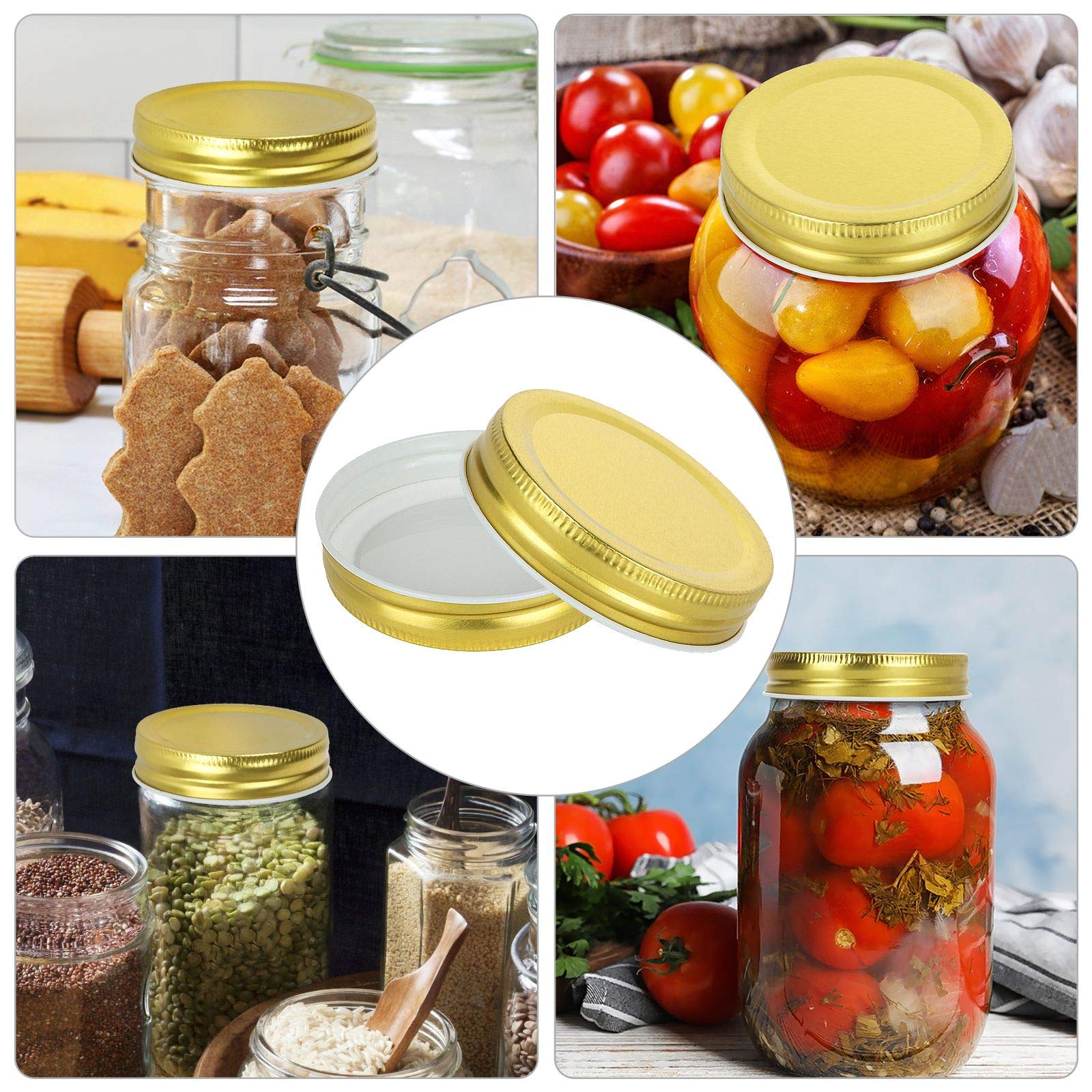 Zoeyes 50 Pcs Regular Mouth Mason Canning Jar Lids, Reusable Metal Lids For Mason Jar, Leak Proof Secure Mason Storage Covers Ca