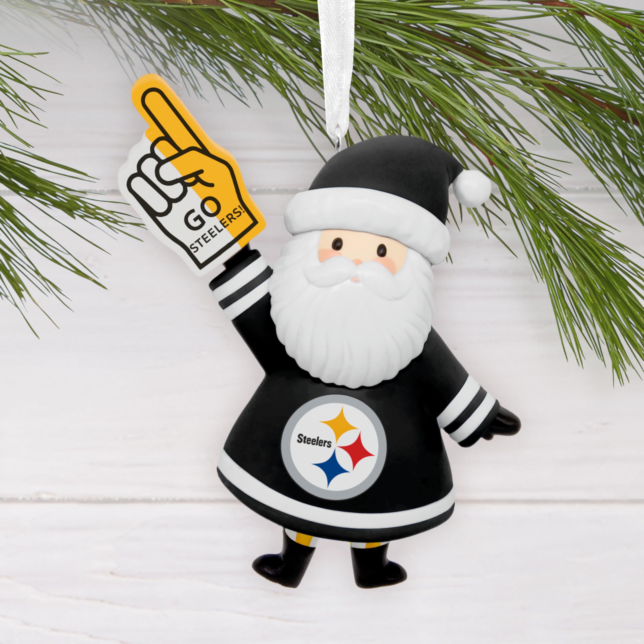 Hallmark NFL Pittsburgh Steelers Santa Fan Christmas Ornament, Gifts for Sports Fans