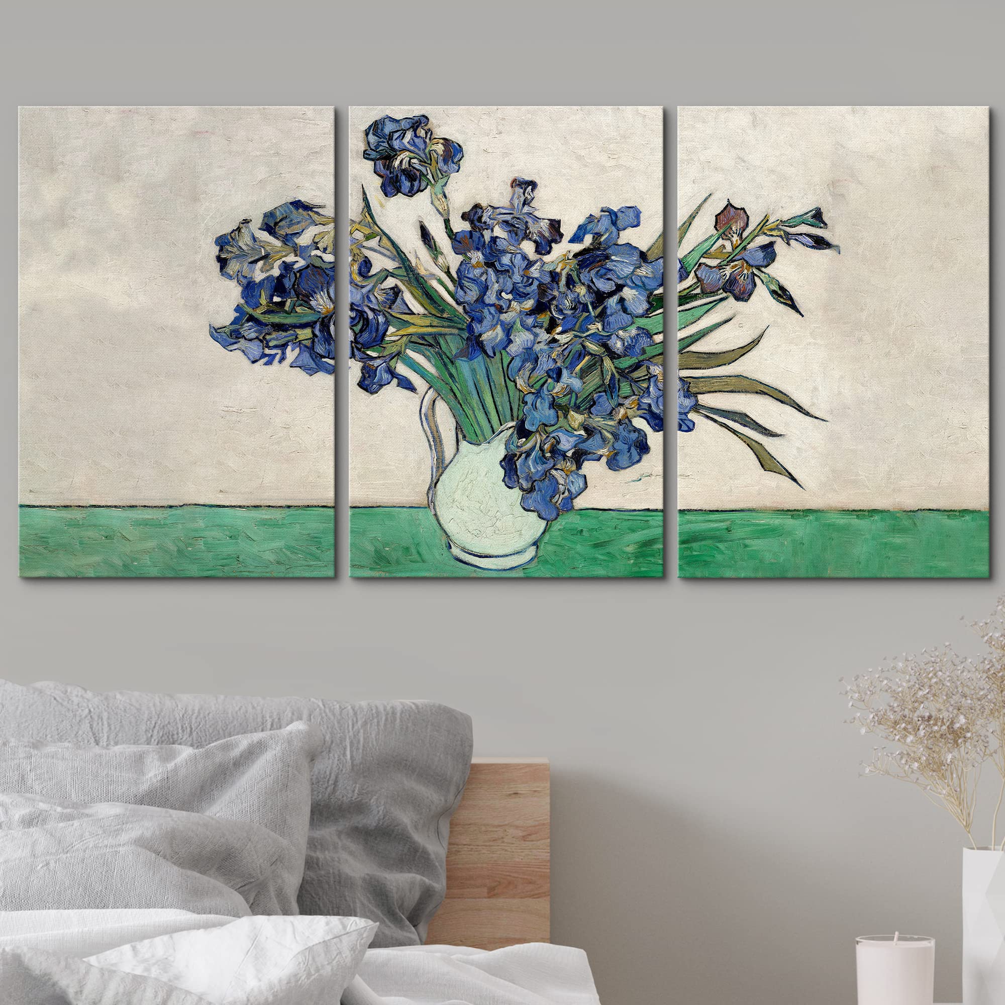 Wall26 Canvas Print Wall Art Set Blue Watercolor Iris Flowers Vincent Van Gogh Classical Illustrations Fine Art Decorative Histo