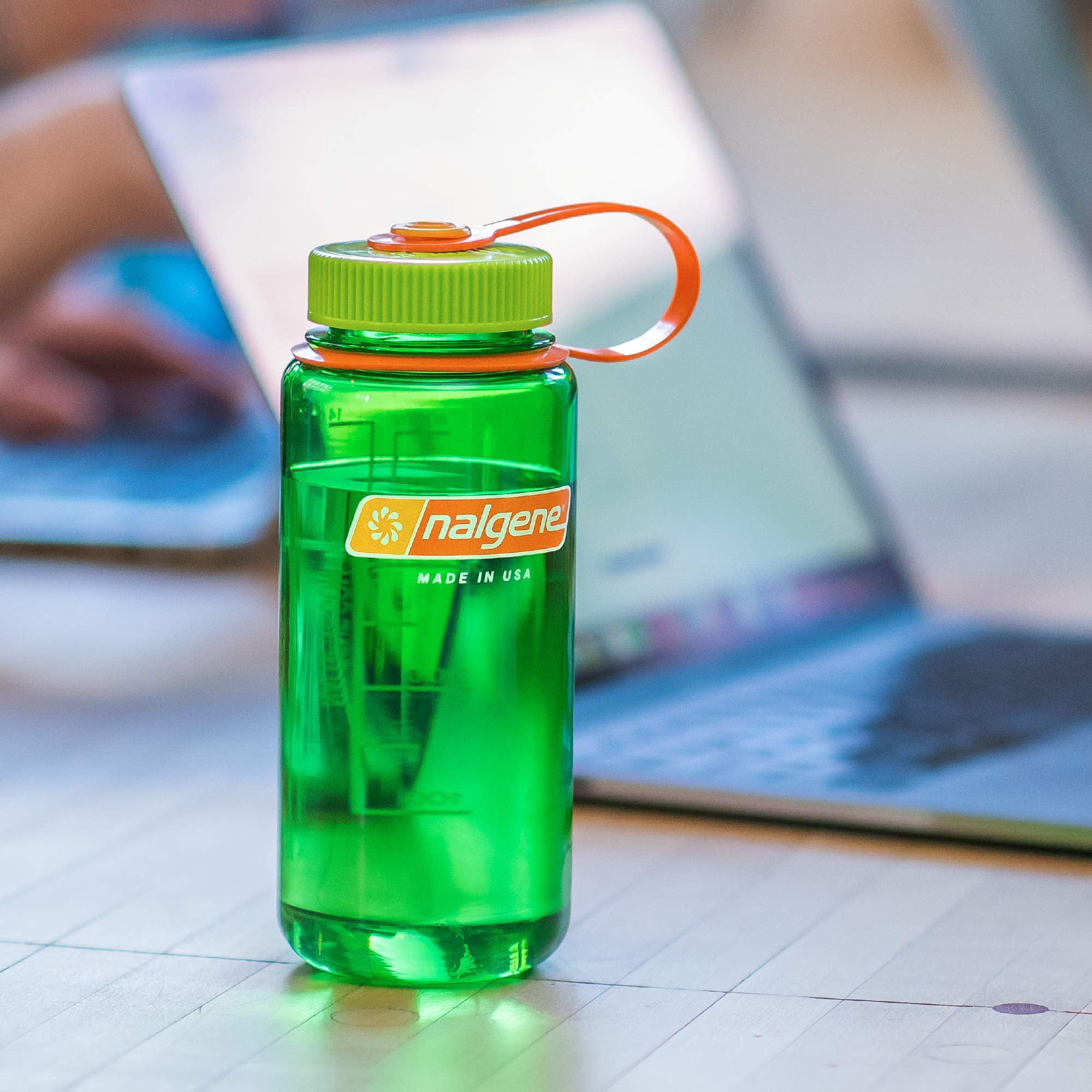 Nalgene Sustain Tritan Bpa-Free Water Bottle Made With Material Derived From 50% Plastic Waste, 16 Oz, Wide Mouth,Grey