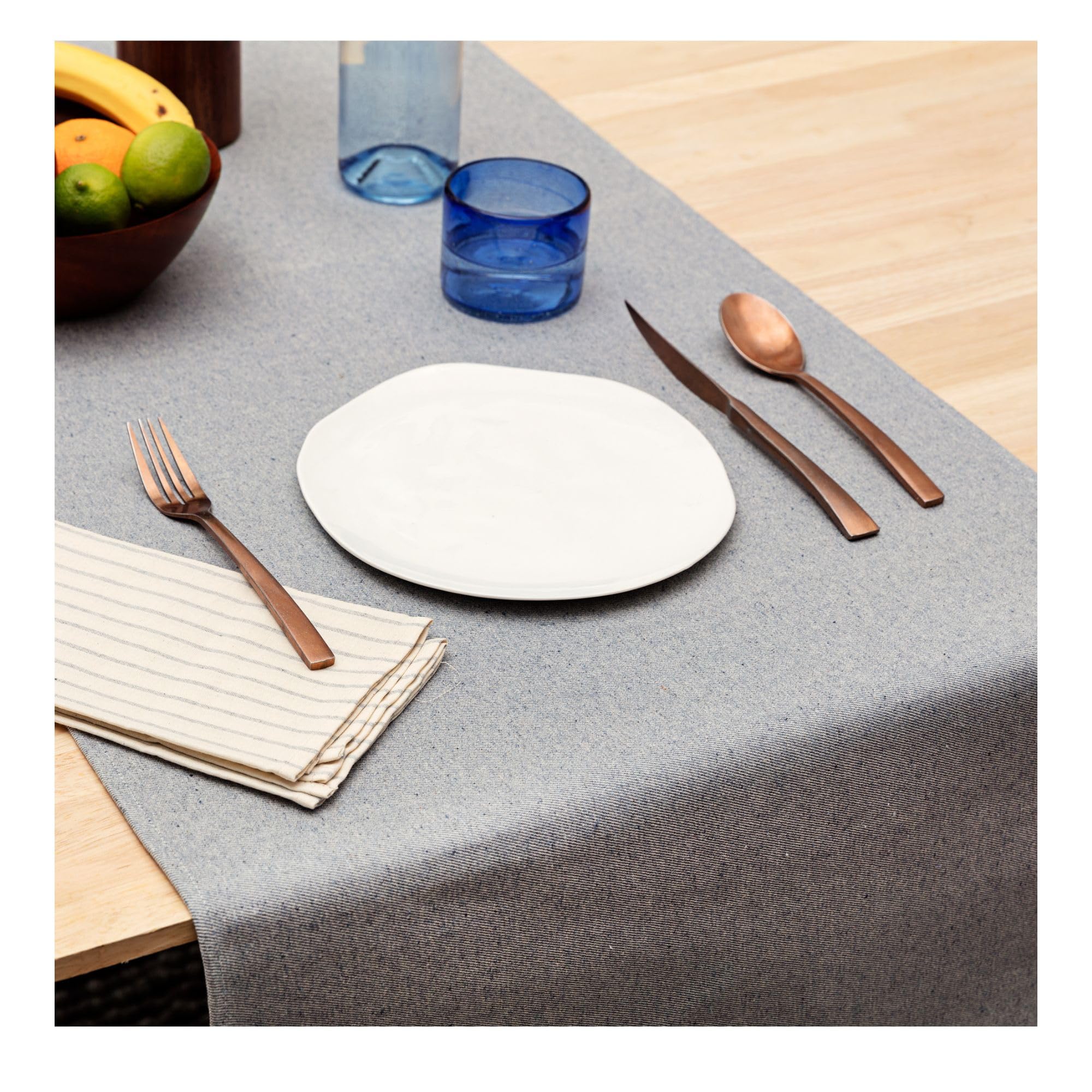 Meema Blue Rustic Table Runner - Farmhouse Boho Decor Table Runners, Dining Table Runner For Everyday Use And Special Occasions,