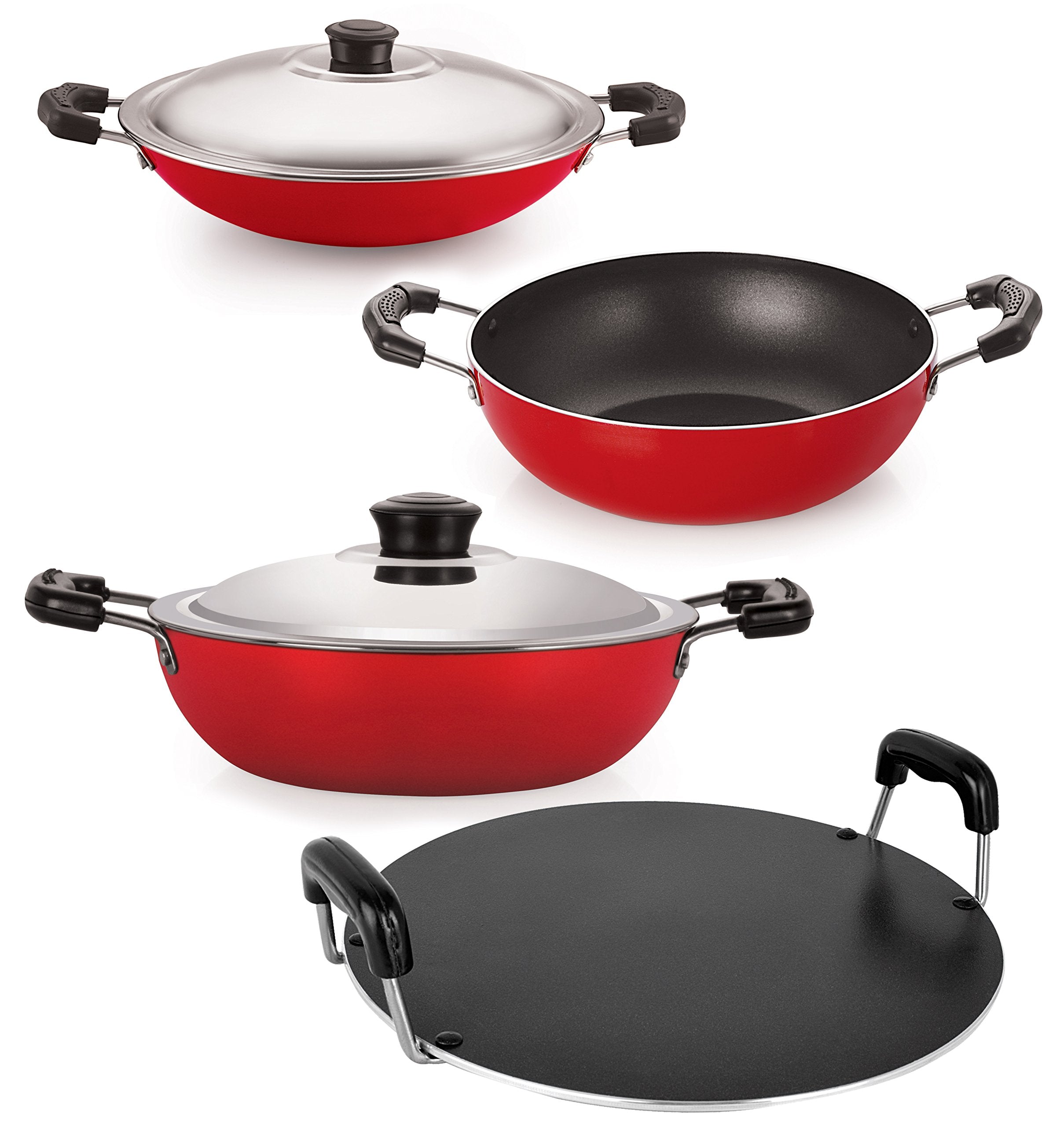 Nirlon Highly Durable NonStick Heavy Gauge Aluminium Cookware Combo Set With Lid