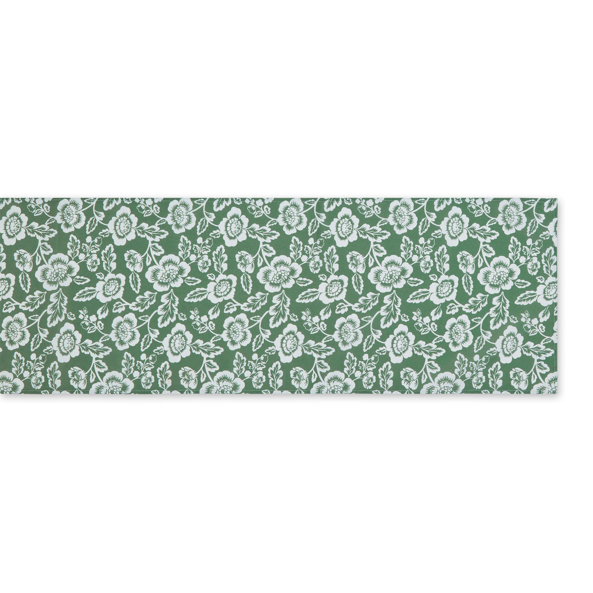 ARTICHOKE GREEN  FLORAL PRINT OUTDOOR TABLE RUNNER 14x72