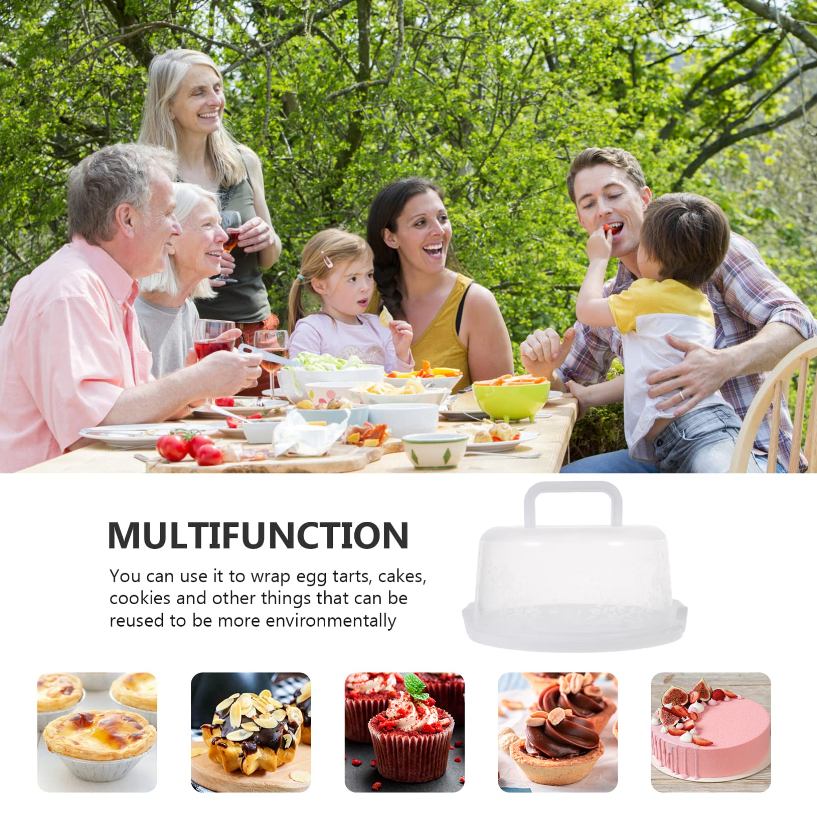 Alipis Cake Cupcake Carrier Portable Cake Holder With Lid And Handle, Cupcake Packaging Storage Display Boxes Round Cake Contain