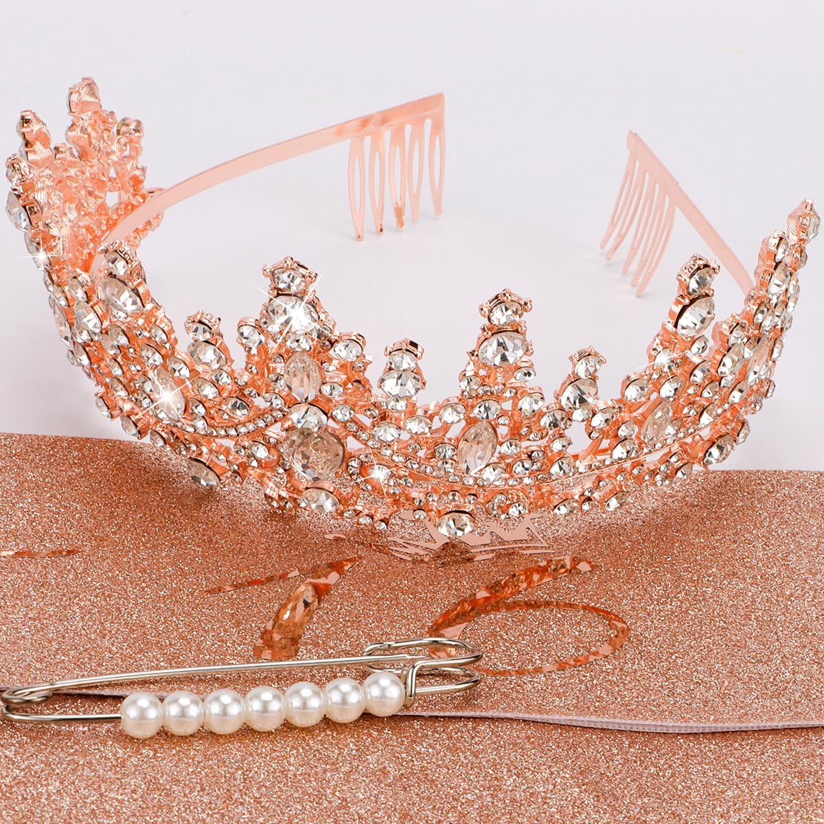 Tobatoba Sweet 16 Birthday Decorations, 16Th Birthday Decorations For Girls, Rose Gold Sweet 16 Birthday Sash And Tiara For Girl