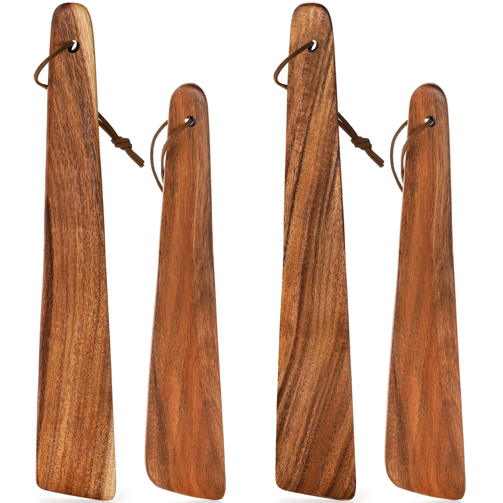 Tebery 4 Pack Wood Spatulas for Cooking, 12 & 10 Teak Scraper Small Flat Turner Egg Flipper, Wooden Cooking Utensils Heat Resi