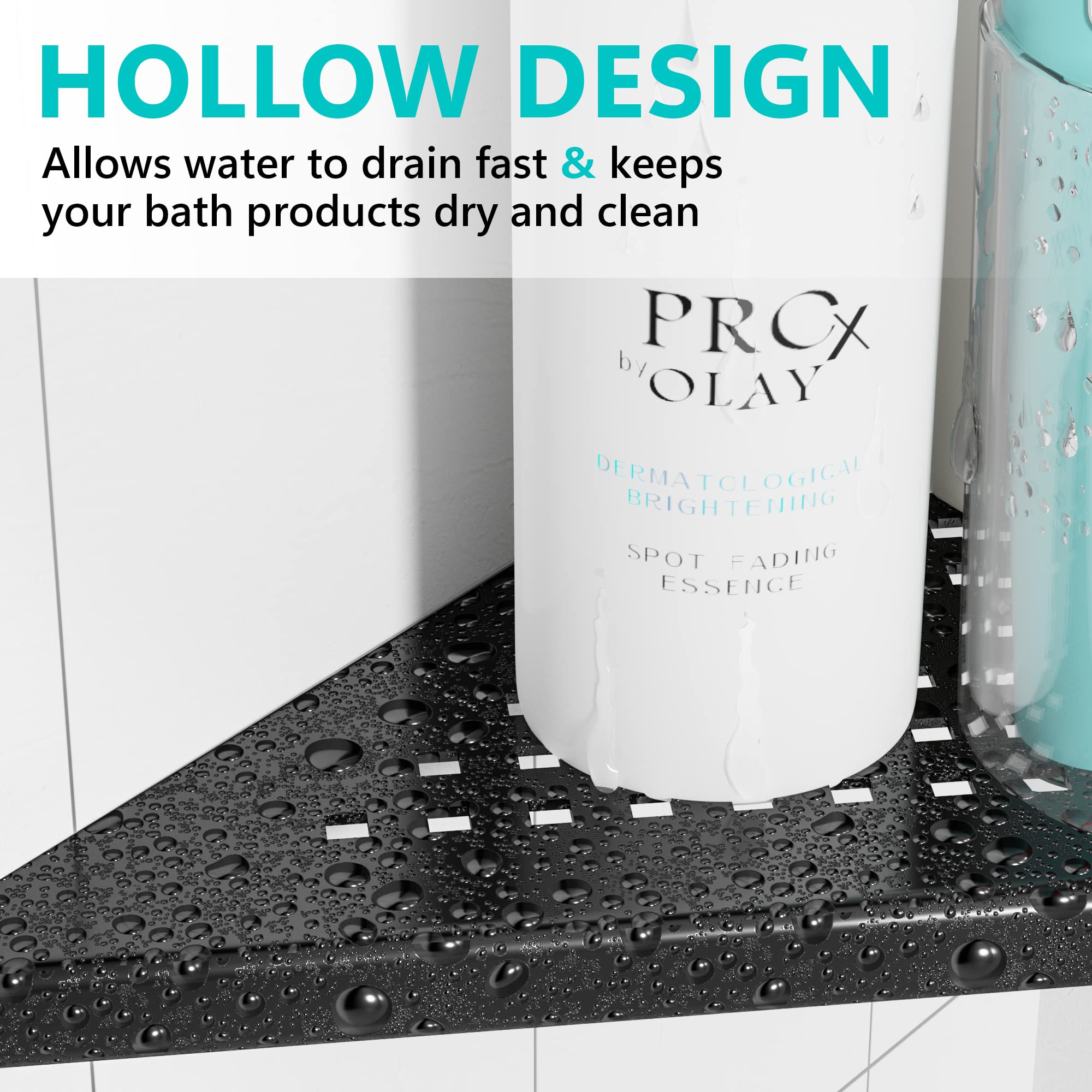 Qeke 2 Pack Bathroom Corner Shelf, Recessed 10'' Shower Shelf Caddy, Sus304 Stainless Steel Shelf Wall Mount Triangular, No Dril