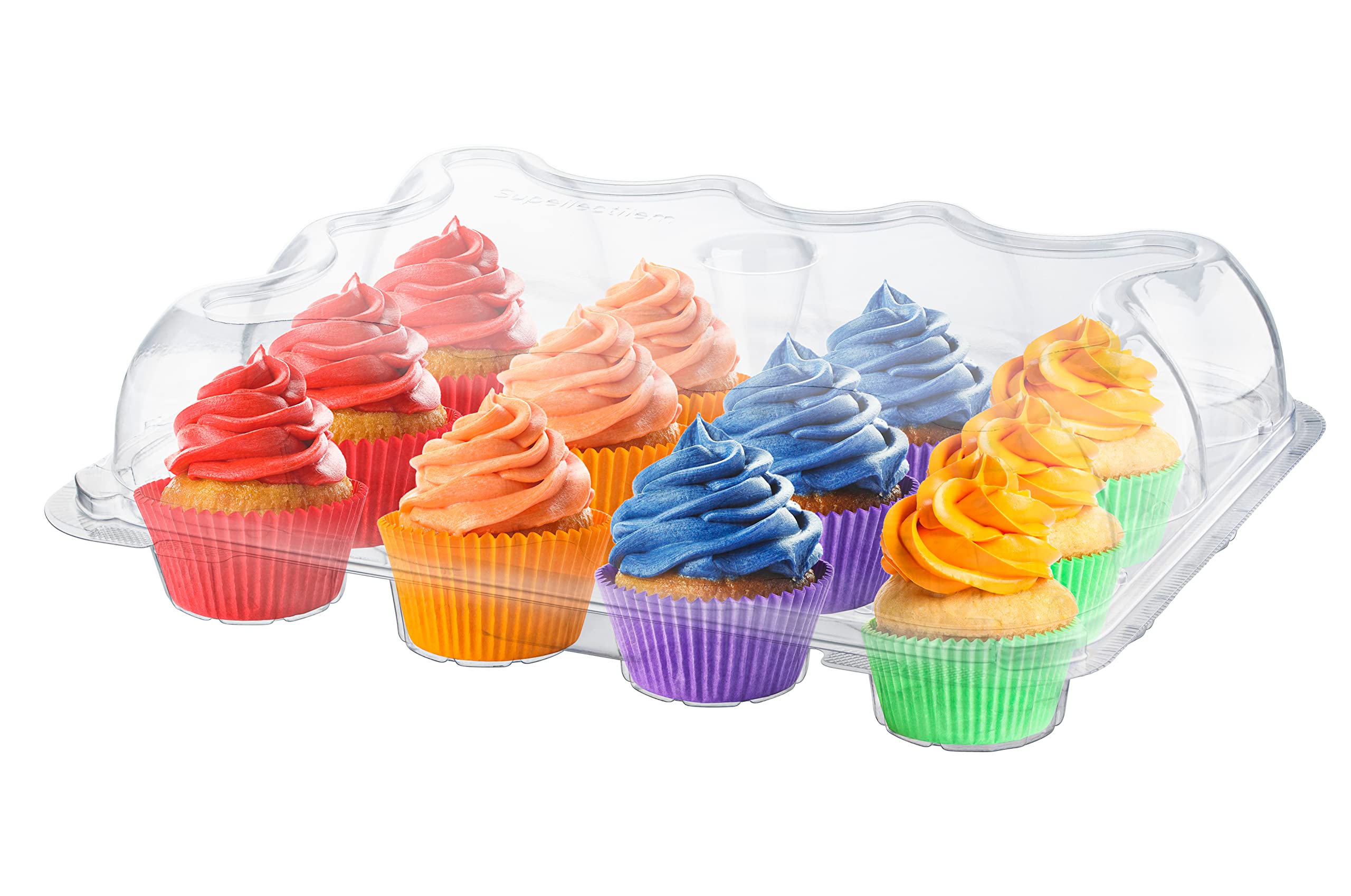 Plastic Cupcake Containers Boxes 12 Compartment - 8 Pack Disposable High Dome Dozen Cupcake Holder With Lid Bulk Extra Sturdy St