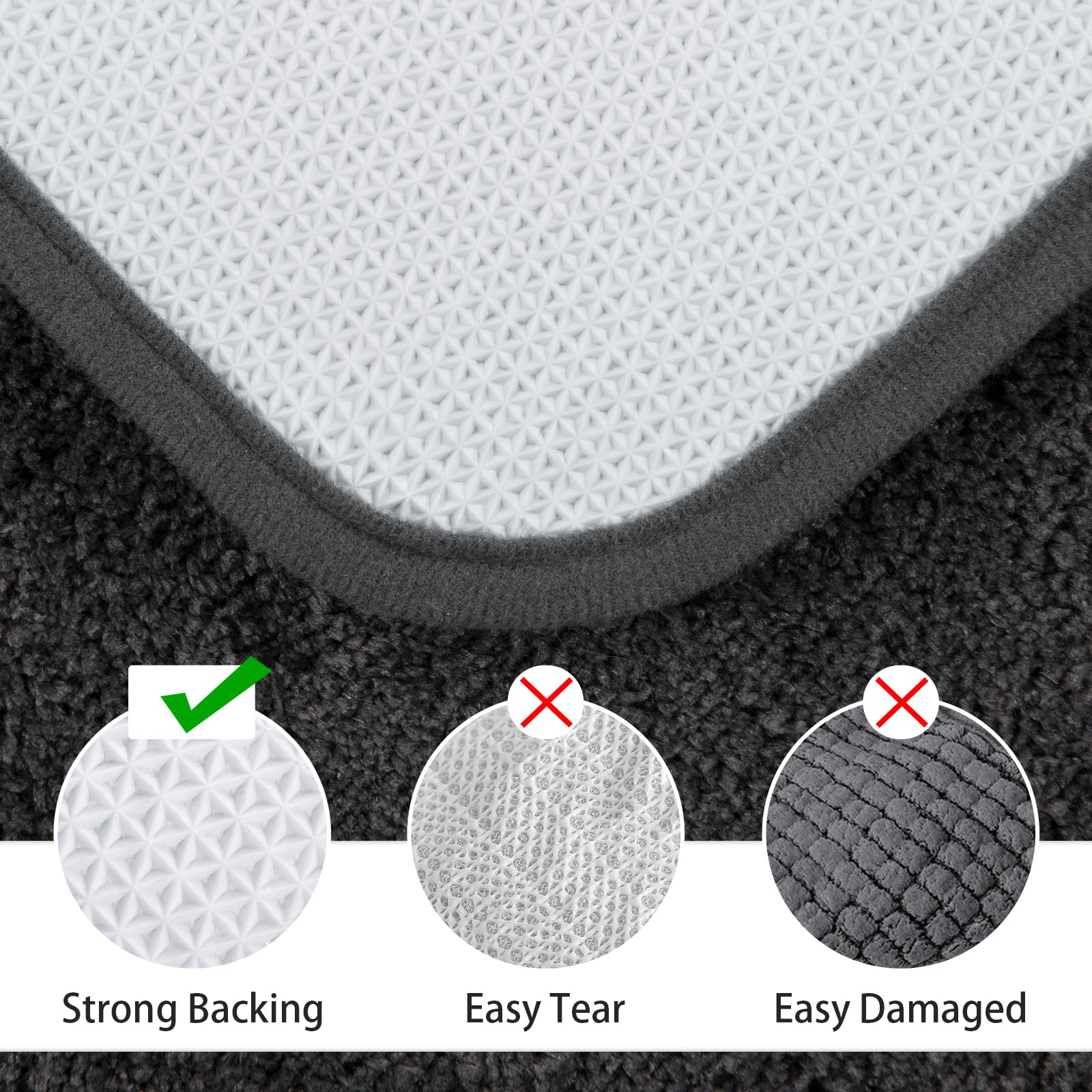Lochas Bathroom Rug Set Dark Grey, Soft Bath Rug Set 2 Piece Set, Toilet Mat U-Shaped 20X20 And 34X20 Bathroom Rugs, Quickly Dry