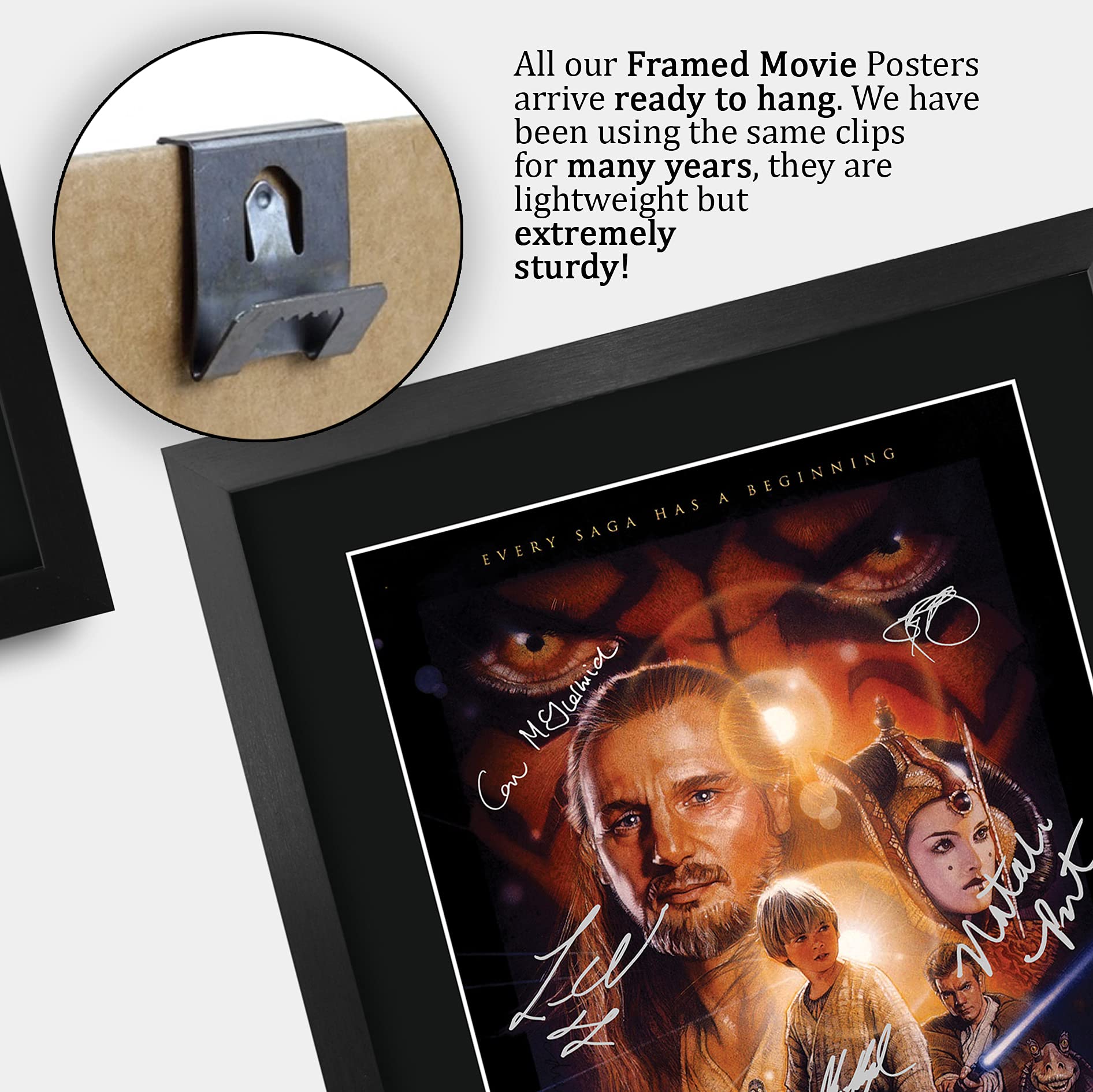 Hwc Trading Star Wars Episode I The Phantom Menace The Cast Liam Neeson Ewan Mcgregor 16 X 12 Inch Framed Gifts Printed Poster S
