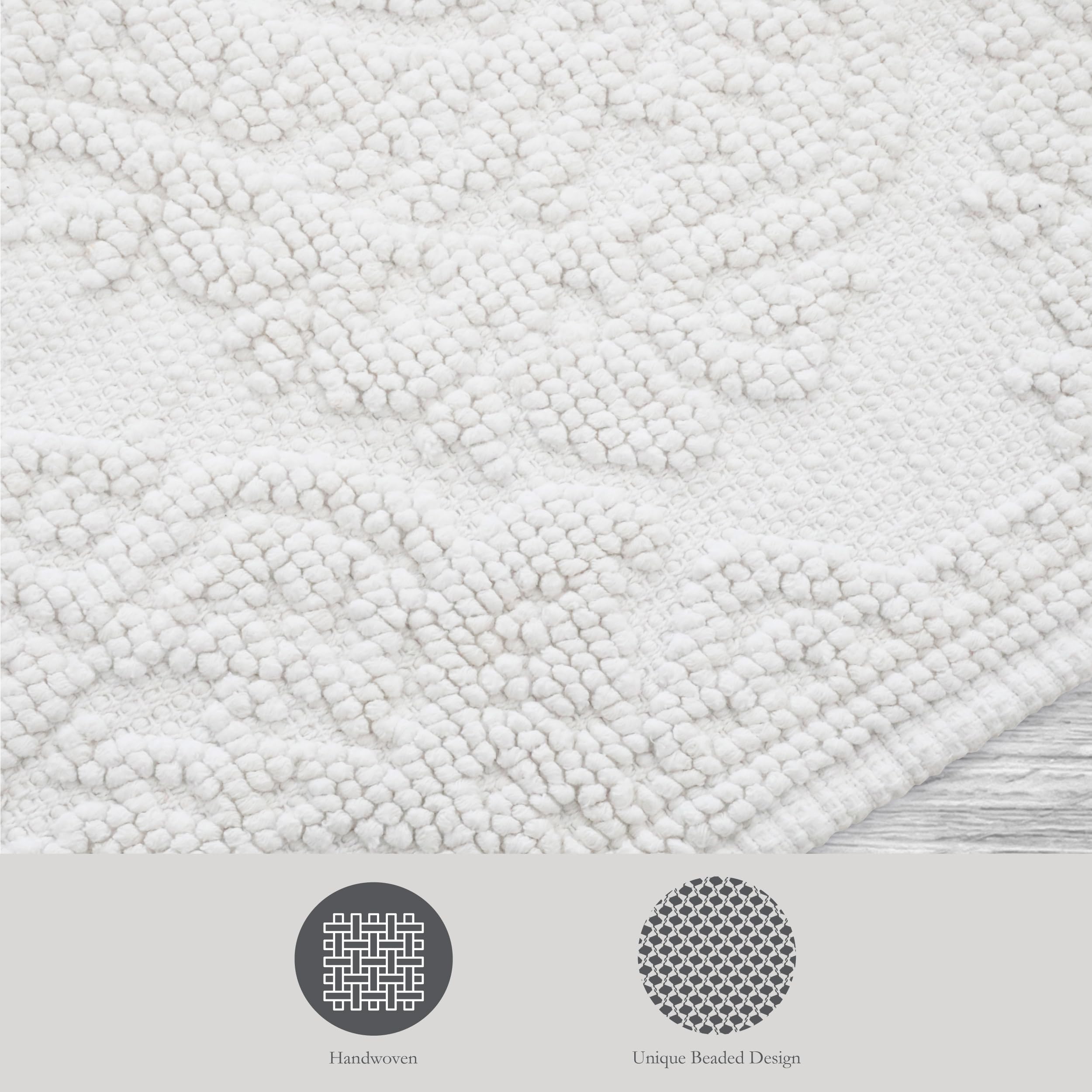 Jean Pierre - Ricardo Bath Mat, Woven Fringe Bathroom Rugs, 100% Cotton, Premium Bathroom Decor - Measures 27'' X 52'' - White
