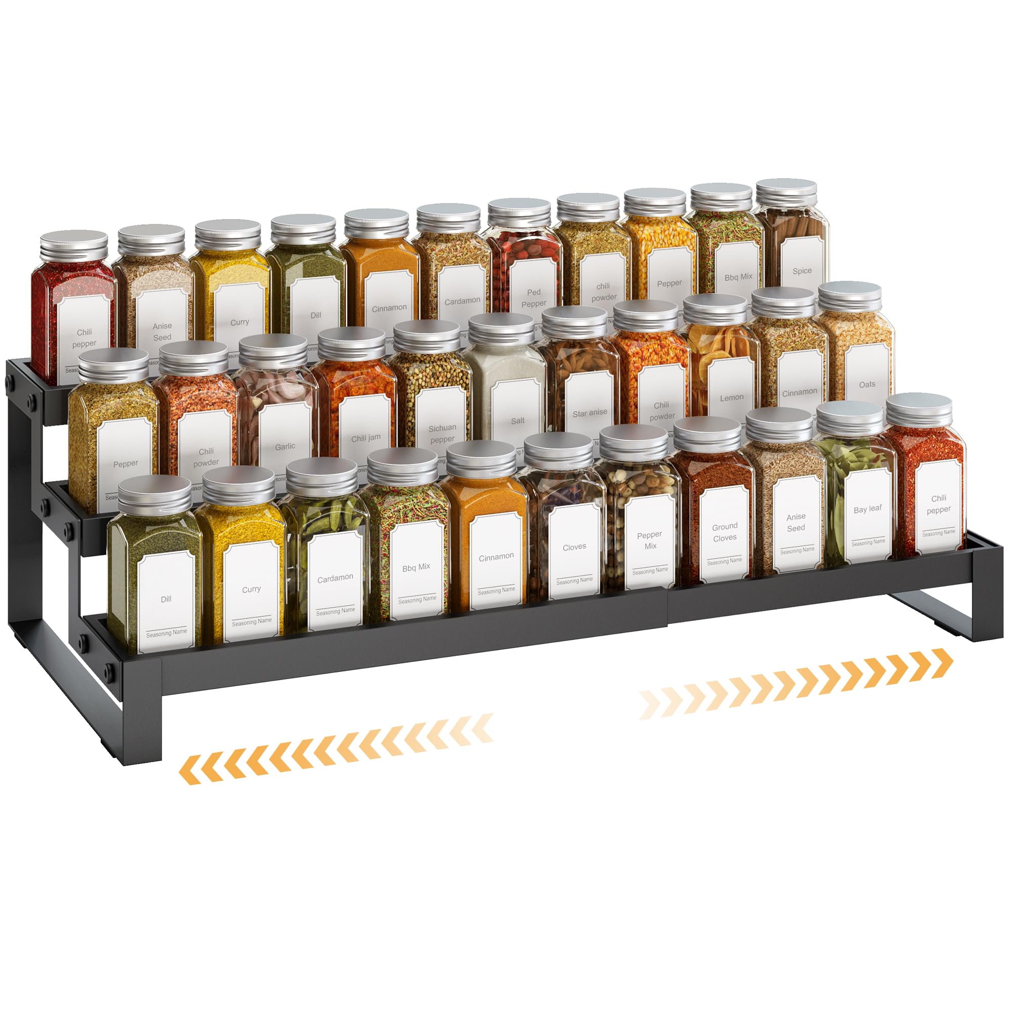 ExpandableSpiceRackOrganizerForCabinet, Tiered Spice Organization