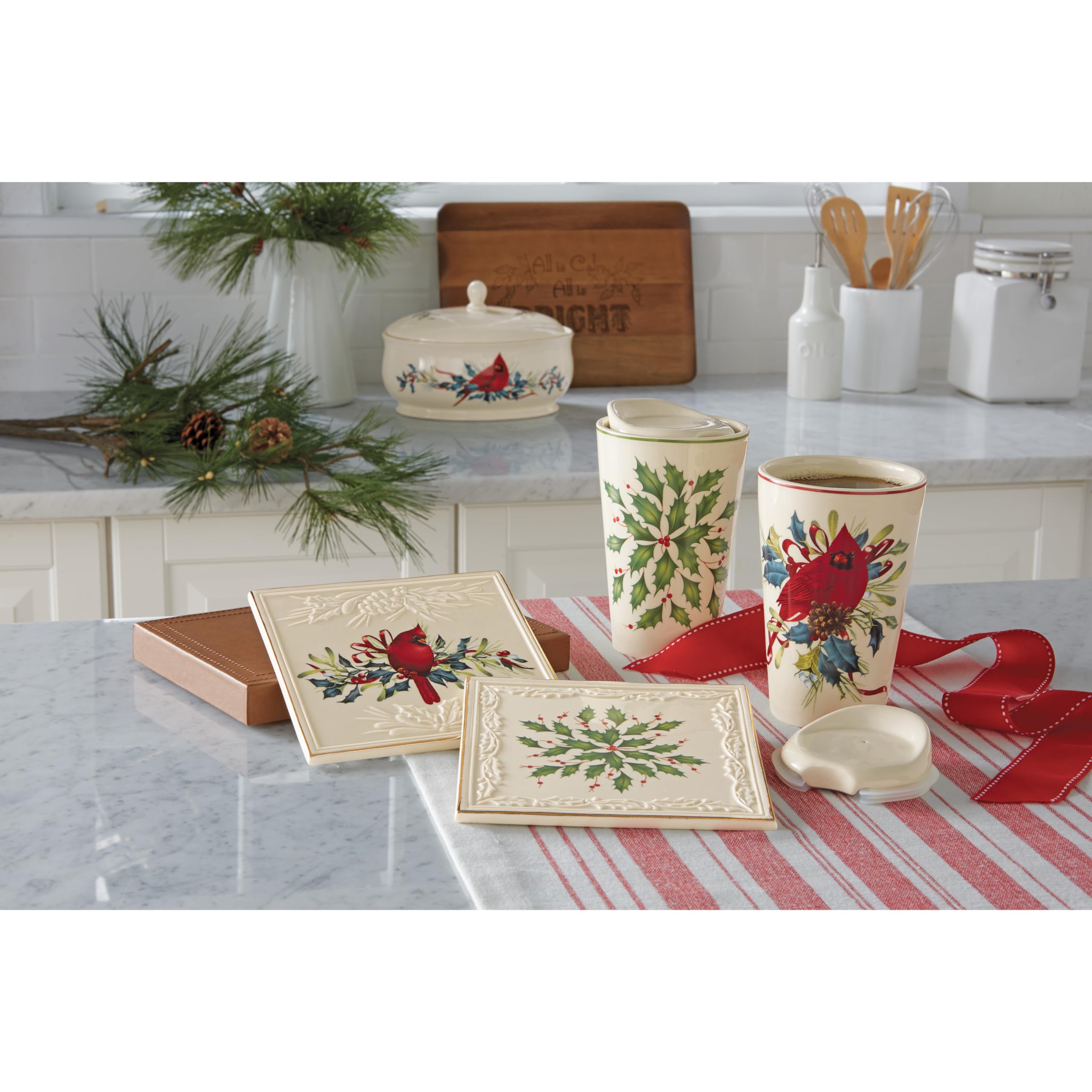 Lenox Hosting The Holidays Trivet, 0.90 Lb, Red & Green