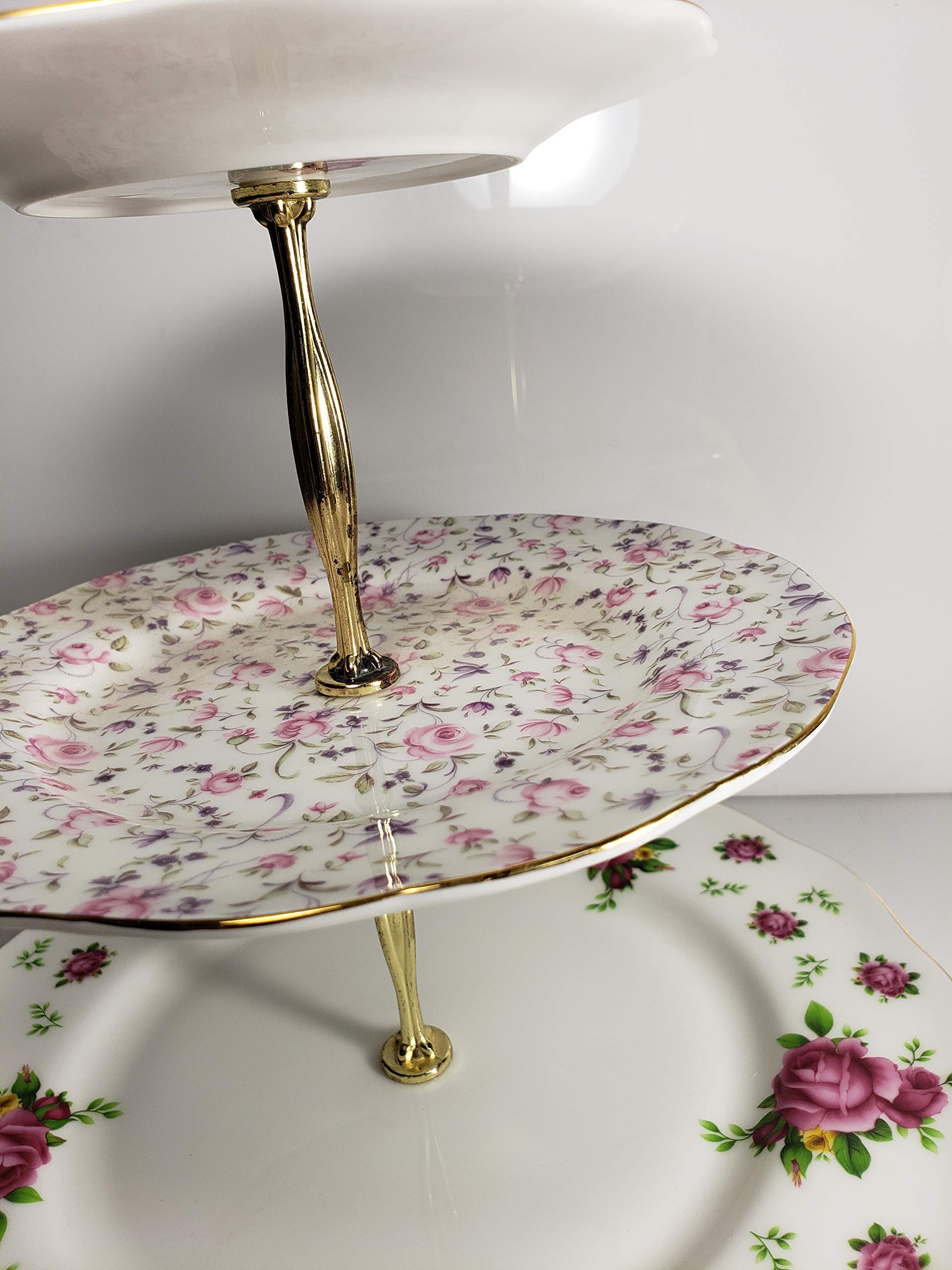 Royal Albert New Country Roses White Cake Stand Three-Tier, 11.5''