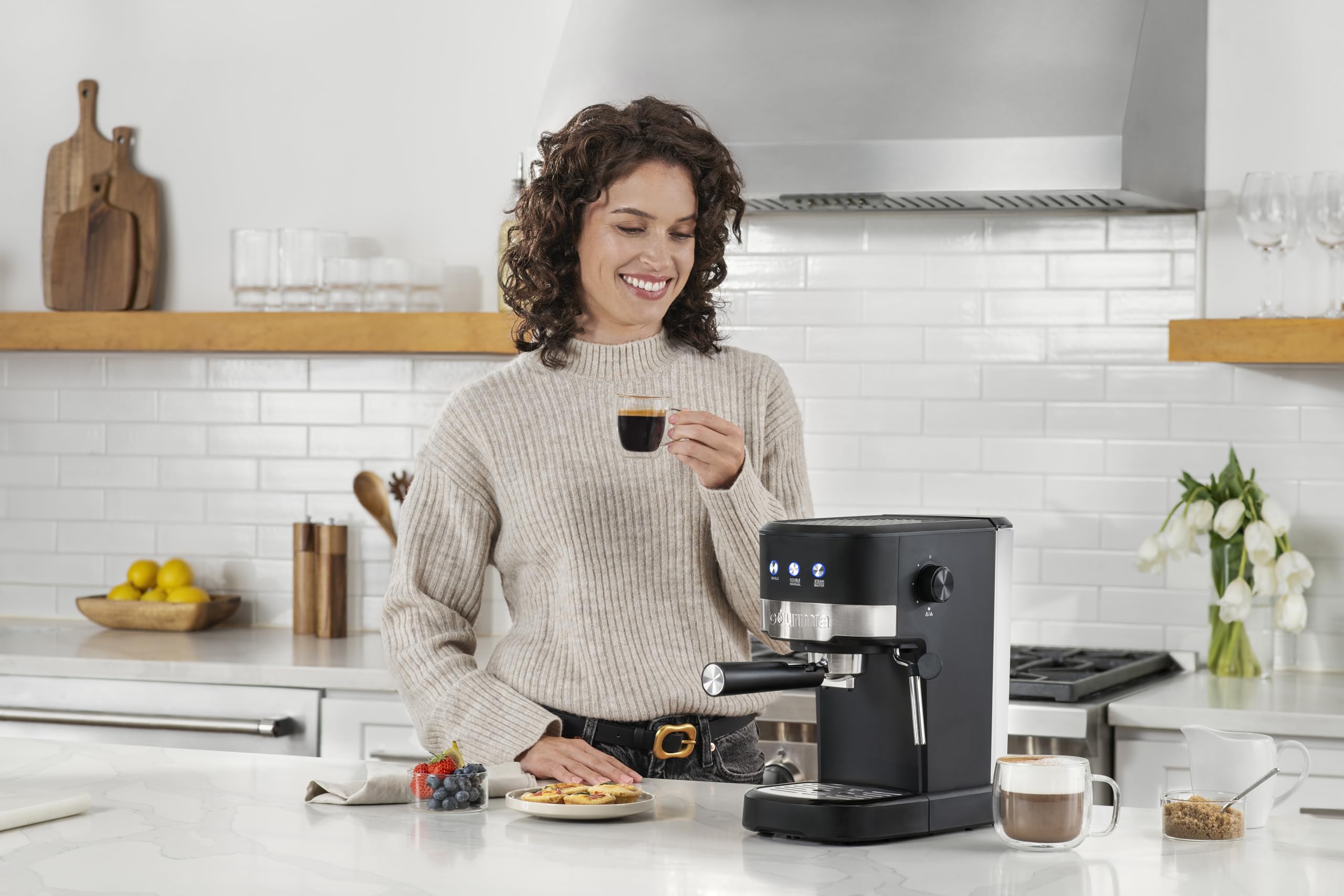 Gourmia 15-Bar Espresso Maker With Powerful Frothing Wand With 1.2L Removable Water Reservoir, Black