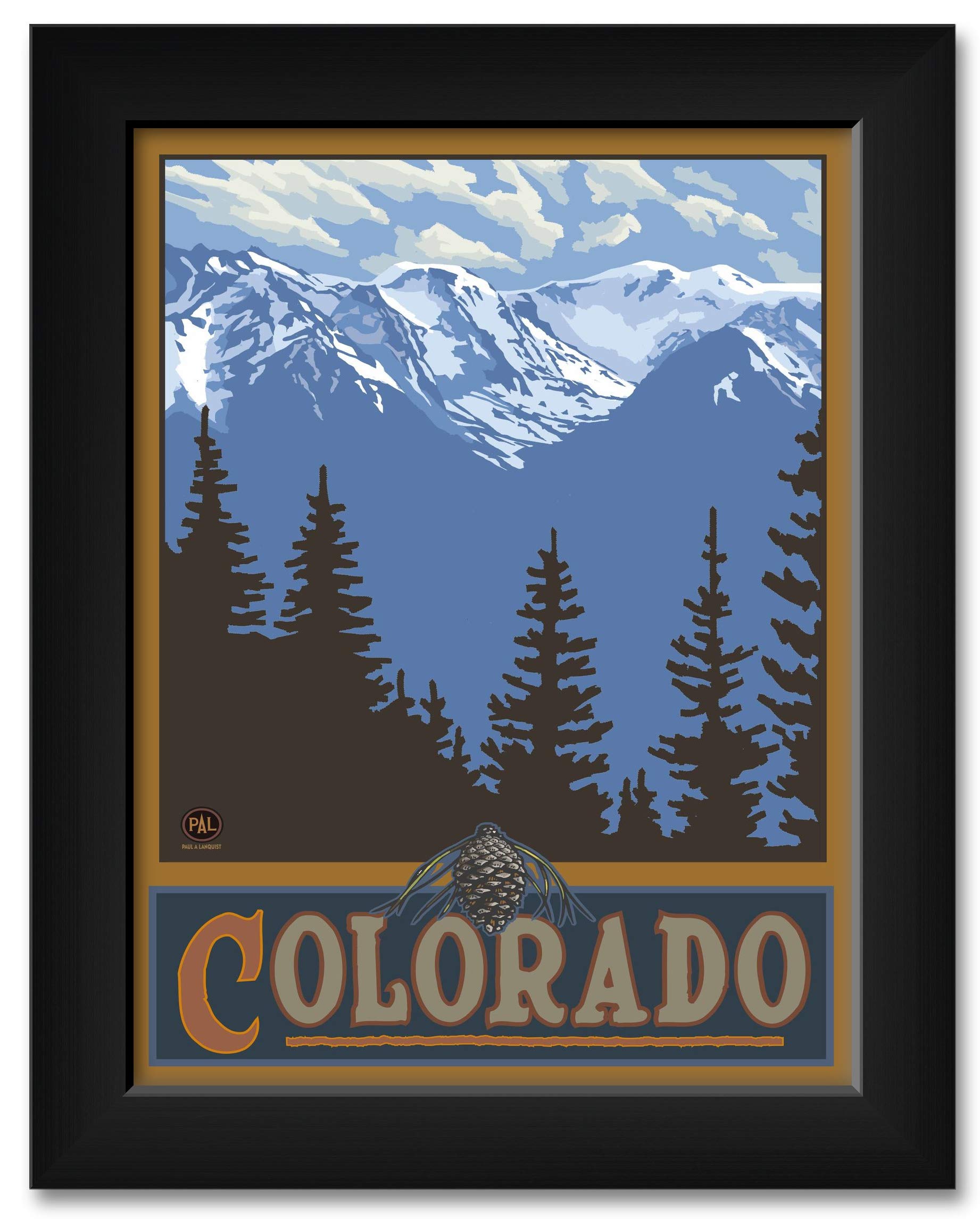 Colorado Snowy Mountain Ridges Professionally Framed Art Print From Travel Artwork By Artist Paul A. Lanquist Framed Art Size: 1