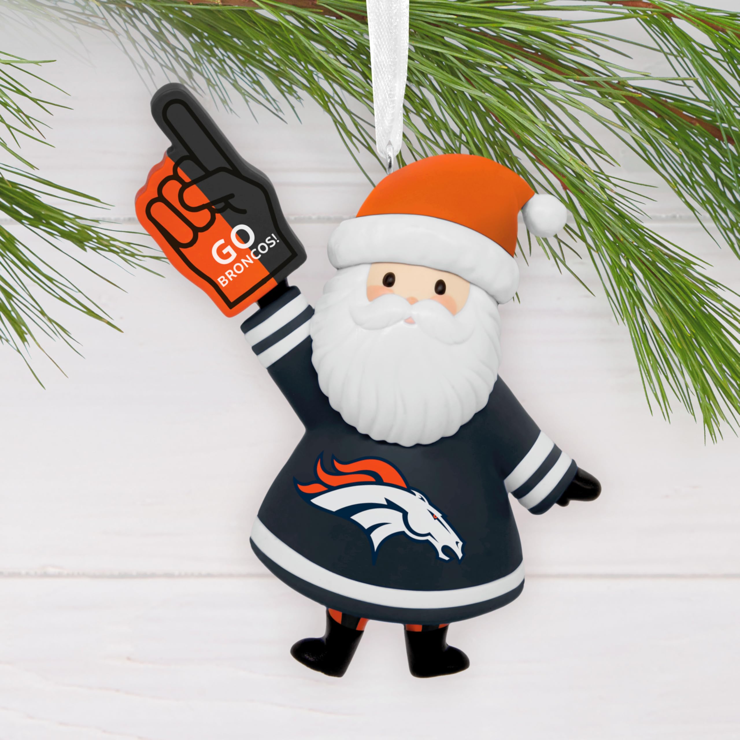 Hallmark NFL Denver Broncos Santa Fan Christmas Ornament, Gifts for Sports Fans
