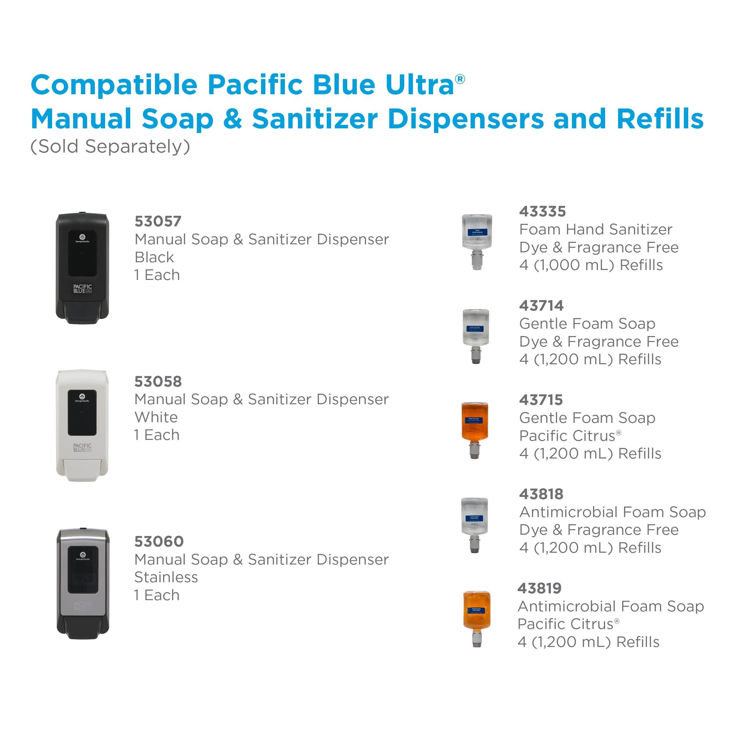 Pacific Blue Ultra Wall-Mounted Manual Dispenser For Foaming Hand Soap And Hand Sanitizer By Gp Pro (Georgia-Pacific), Brushed S