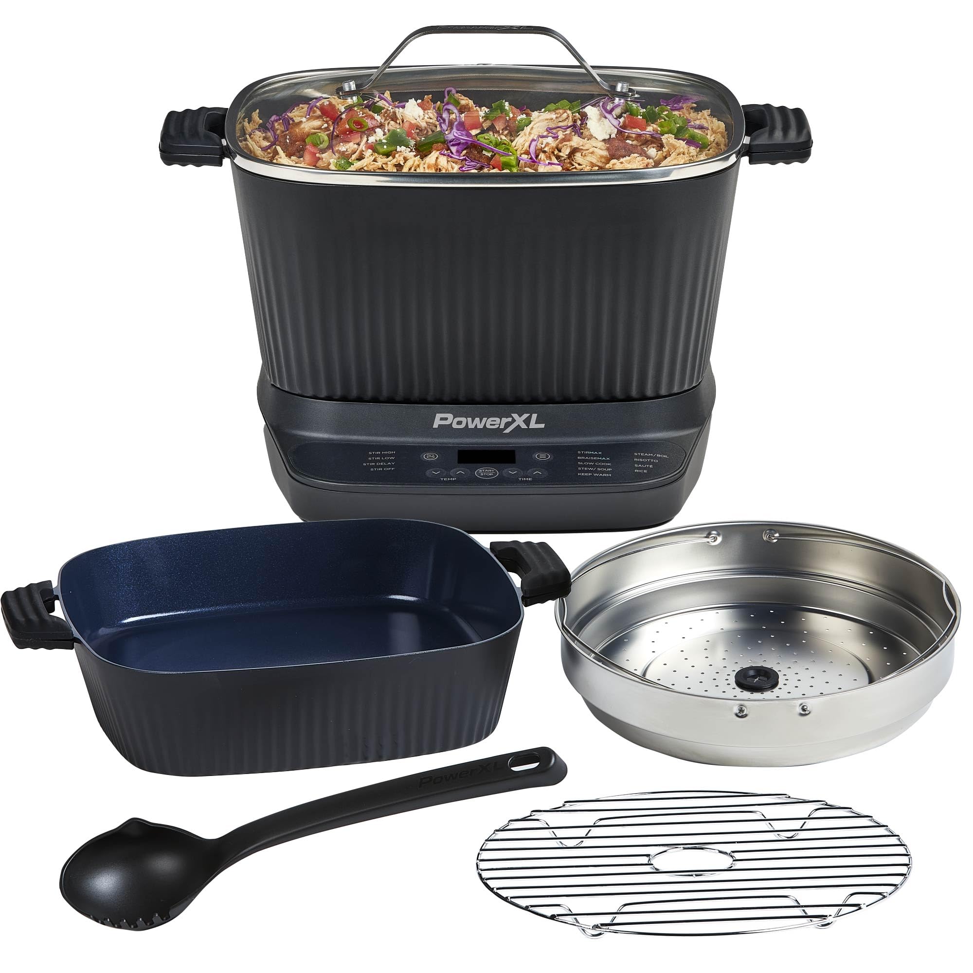 Stirmax Deluxe 7.5 Quart Digital Multi-Cooker With Automatic Paddle To Stir And Shred, 9 In 1 Programmable Presets To Saut  , Se