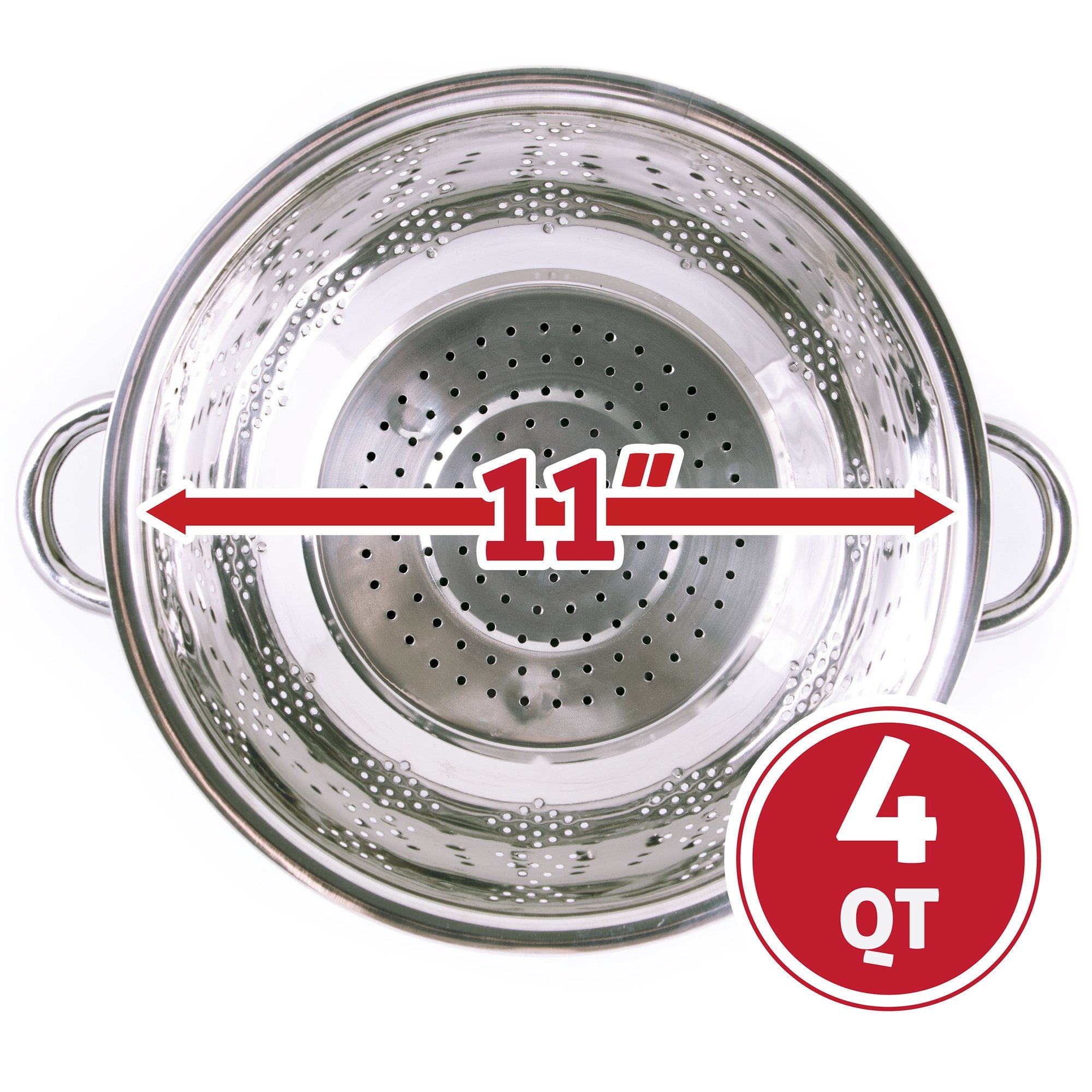 Kchen Rust Proof Stainless Steel Kitchen Colander For Straining, Steaming, Draining & Rinsing (11- Inch)
