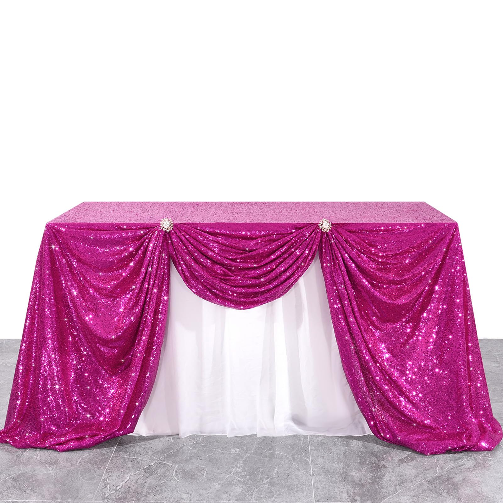 B-Cool Rectangle Tablecloth Party Hot Pink Tablecloths Fuchsia Sequin Tablecloth For Wedding Party Banquet Sequin Tablecloths