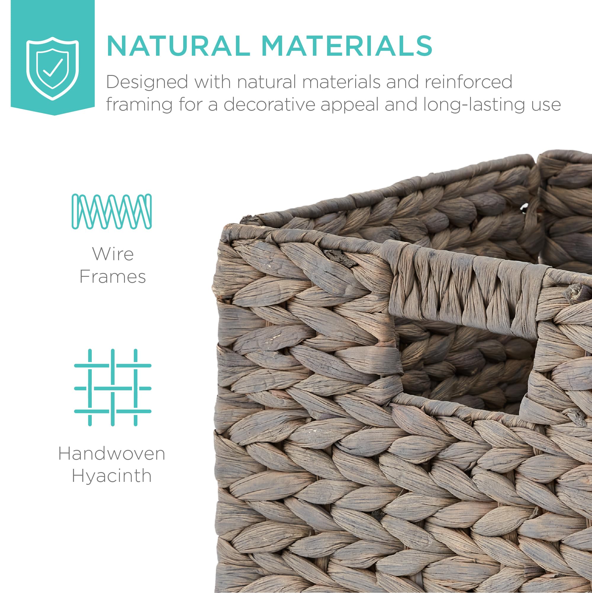 Best Choice Products 12X12In Hyacinth Baskets, Rustic Set Of 5 Multipurpose Collapsible Storage Organizer, Handwoven Laundry Tot
