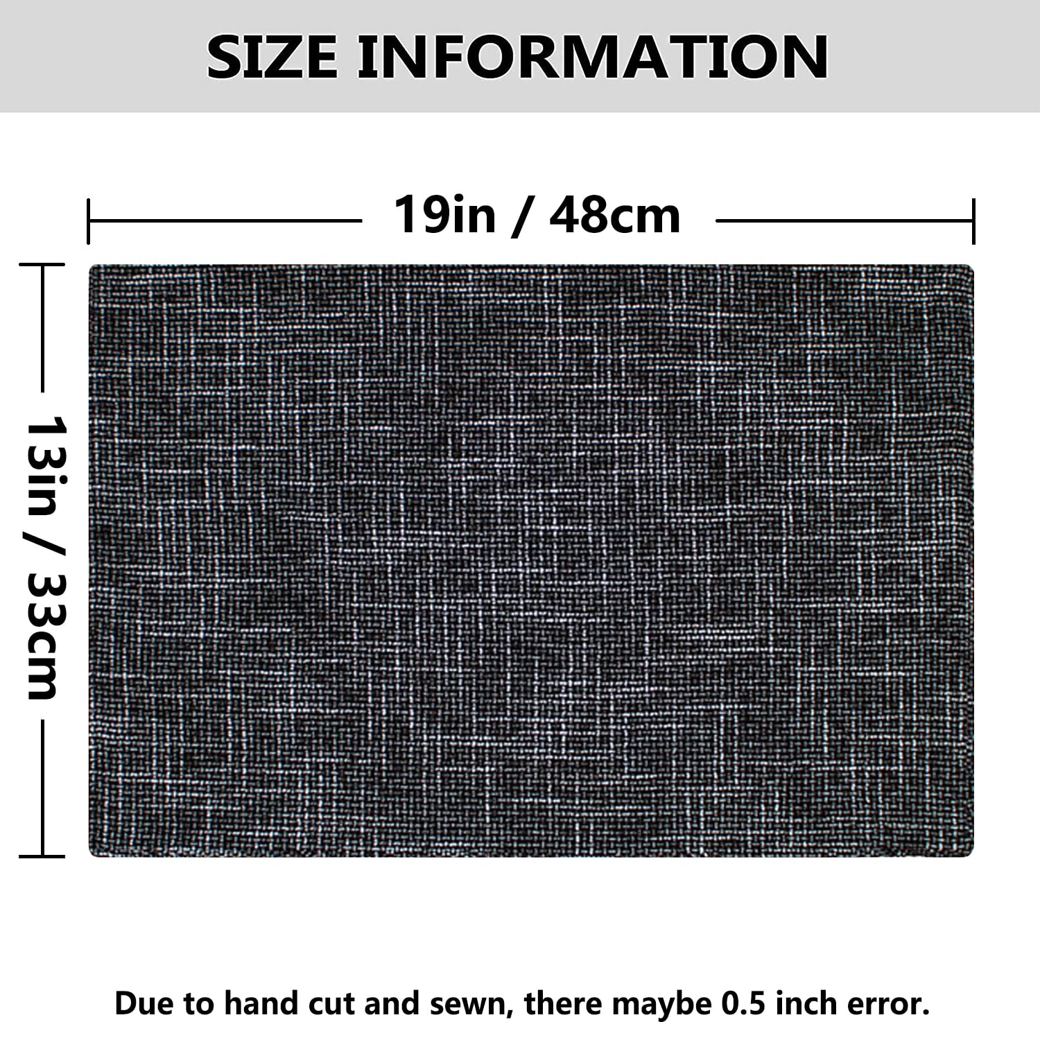 Kevin Textile Table Mats Set Of 4 Heat Resistant Washable Placemats For Parties Buffet Dinner, 13 X 19 Inches, Black