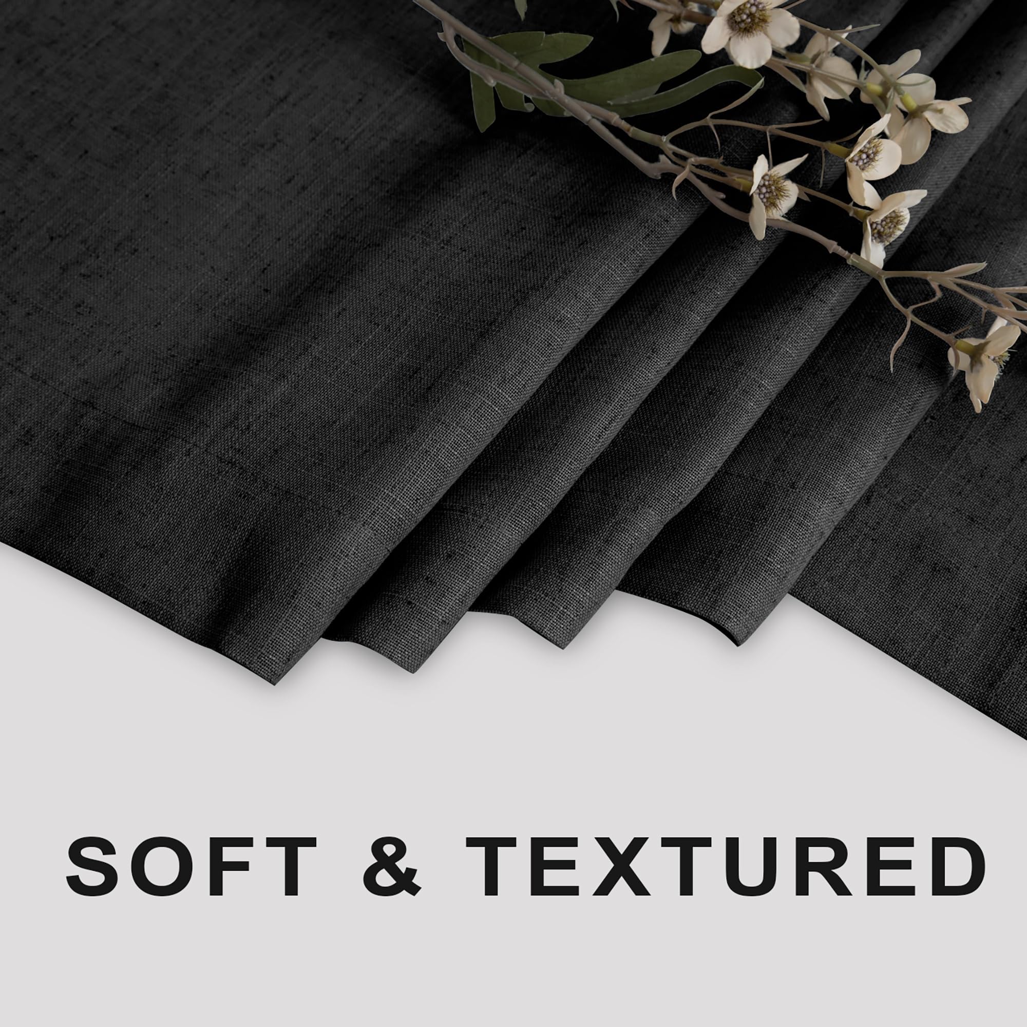 Koufall Gothic Shower Curtain,Linen Cloth Fabric Black Bathroom Decor,84 Inch Long
