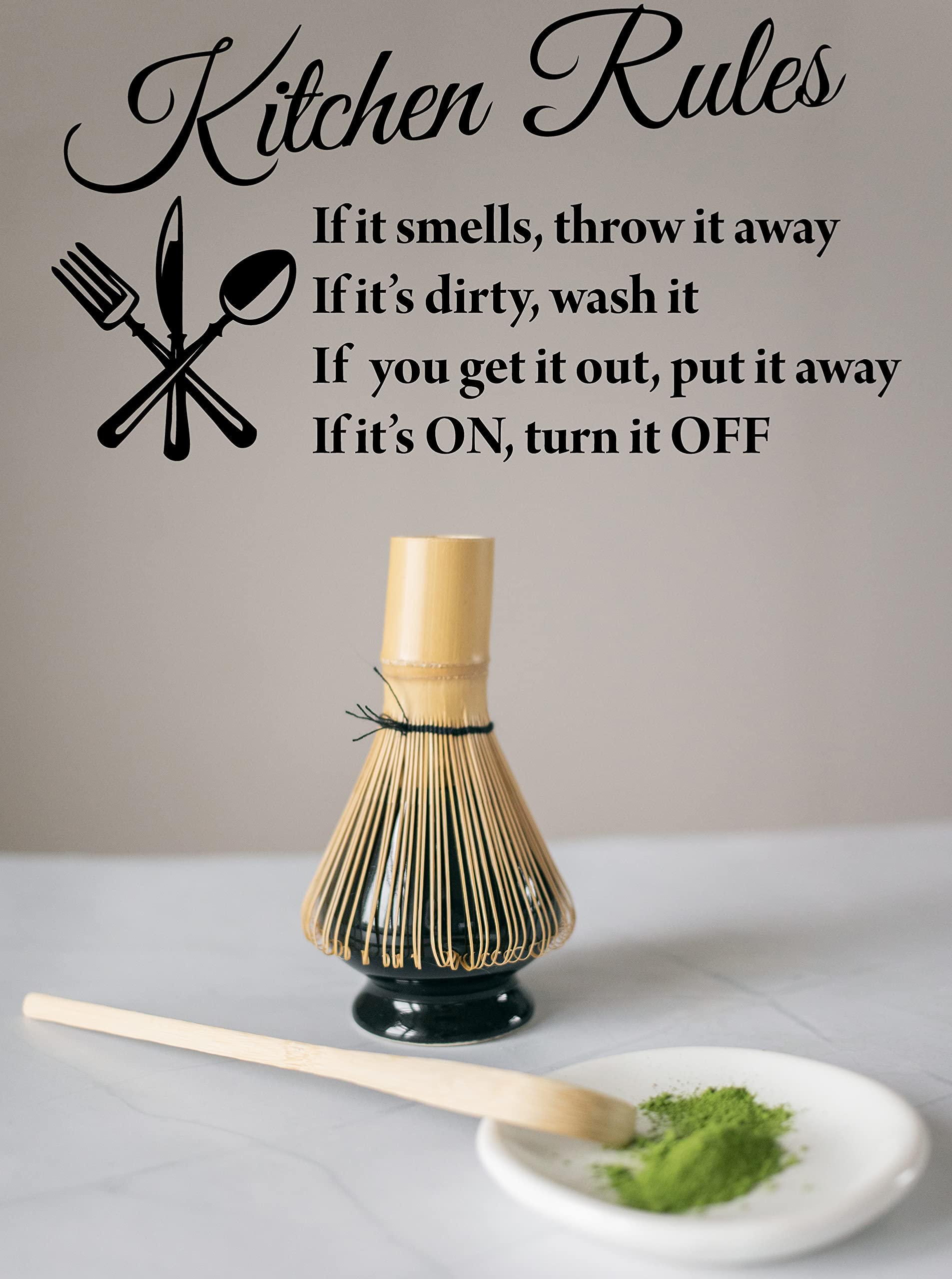 Blinggo Black 22 '' X 13 '' Kitchen Rules Art Home Mural D  Cor Vinyl Wall Art Inspirational Quotes And Saying Home Decor Decal