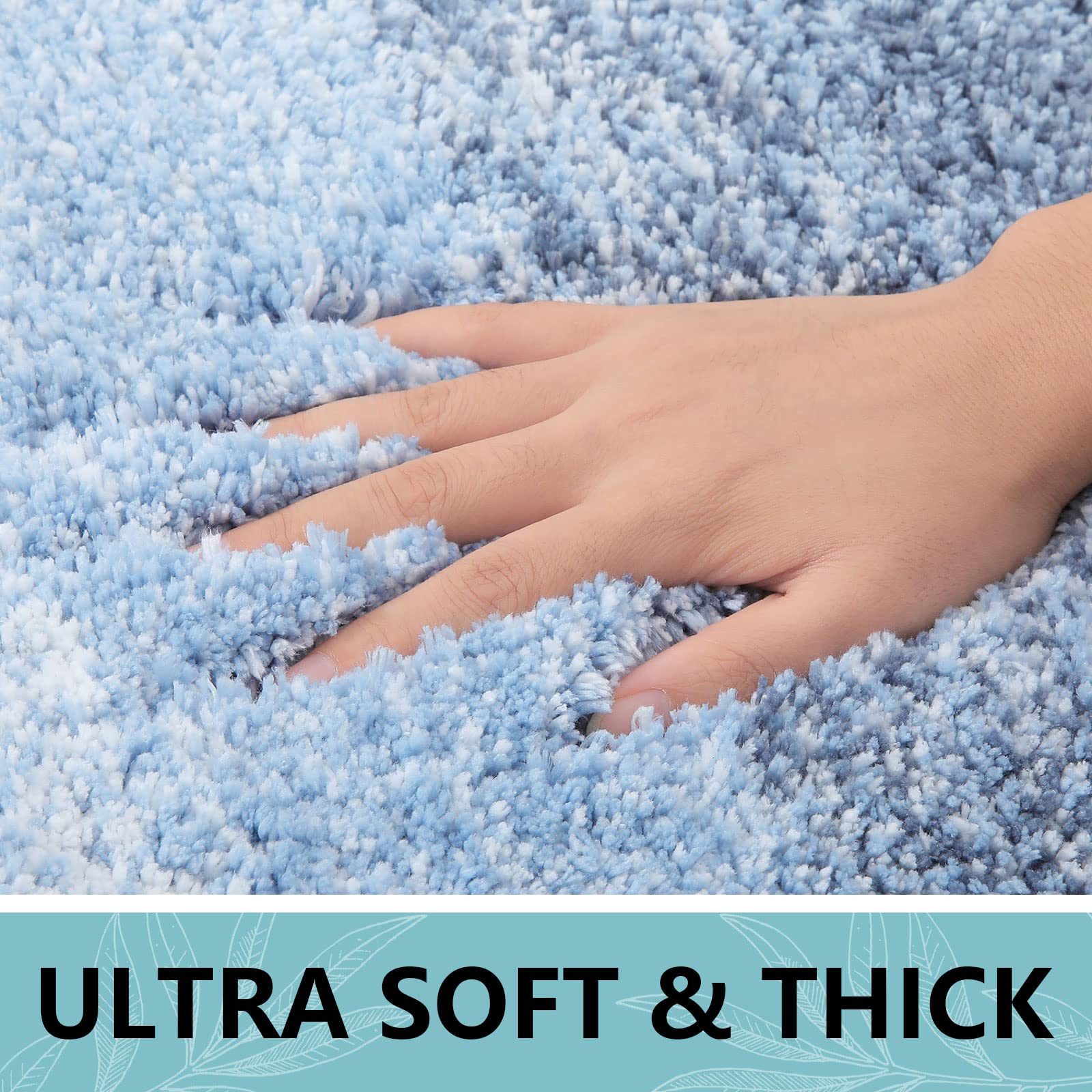 Arotive Bathroom Rug, Shaggy Soft Microfiber, Ultra Absorbent, Non Slip, Light Blue, 24'' X 16''