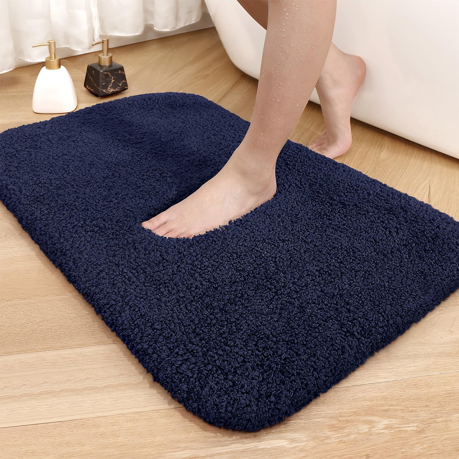 Color&Geometry Navy Blue Bathroom Rugs 24   X36   , Large- Upgrade Your Bathroom With Soft Thick Dark Blue Bath Mat- Non Slip, P