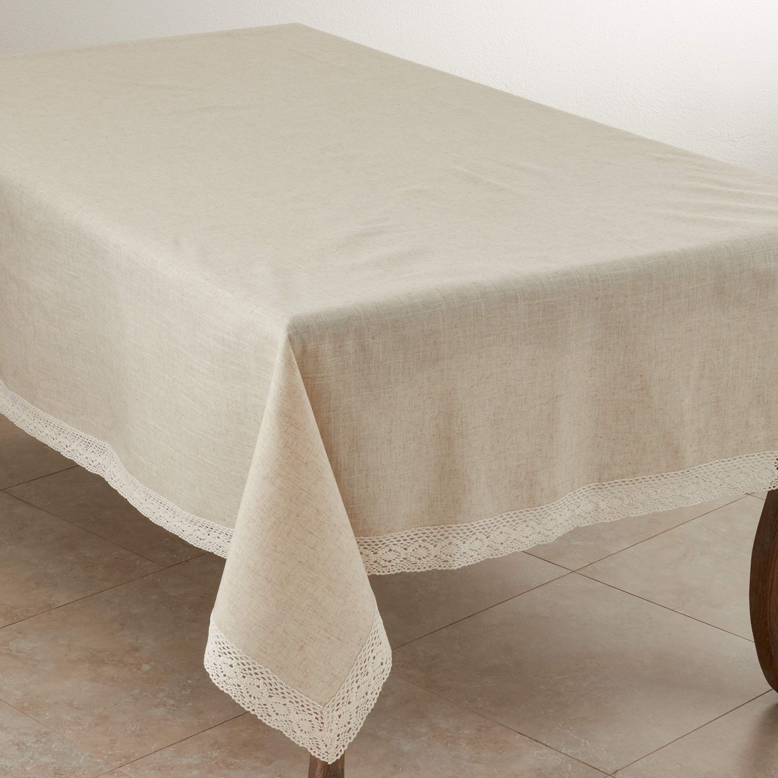 SARO LIFESTYLE 931 Tablecloth Natural 70 X 104 Oblong, Sold Per 1 PC