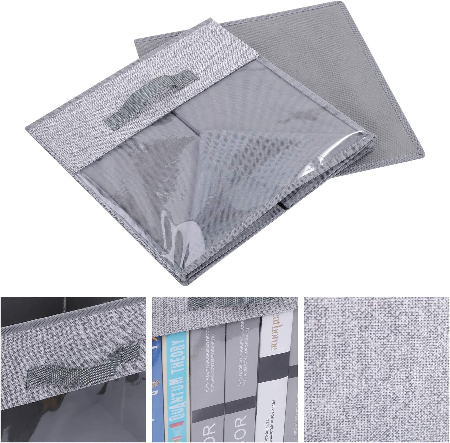 DIMJ Cube Bins  6 Packs Fabric Storage Bins Cubes with Window  Collapsible Storage Bins with Handles  Closet Storage Baskets for Organizing Living Room  Office  Blended