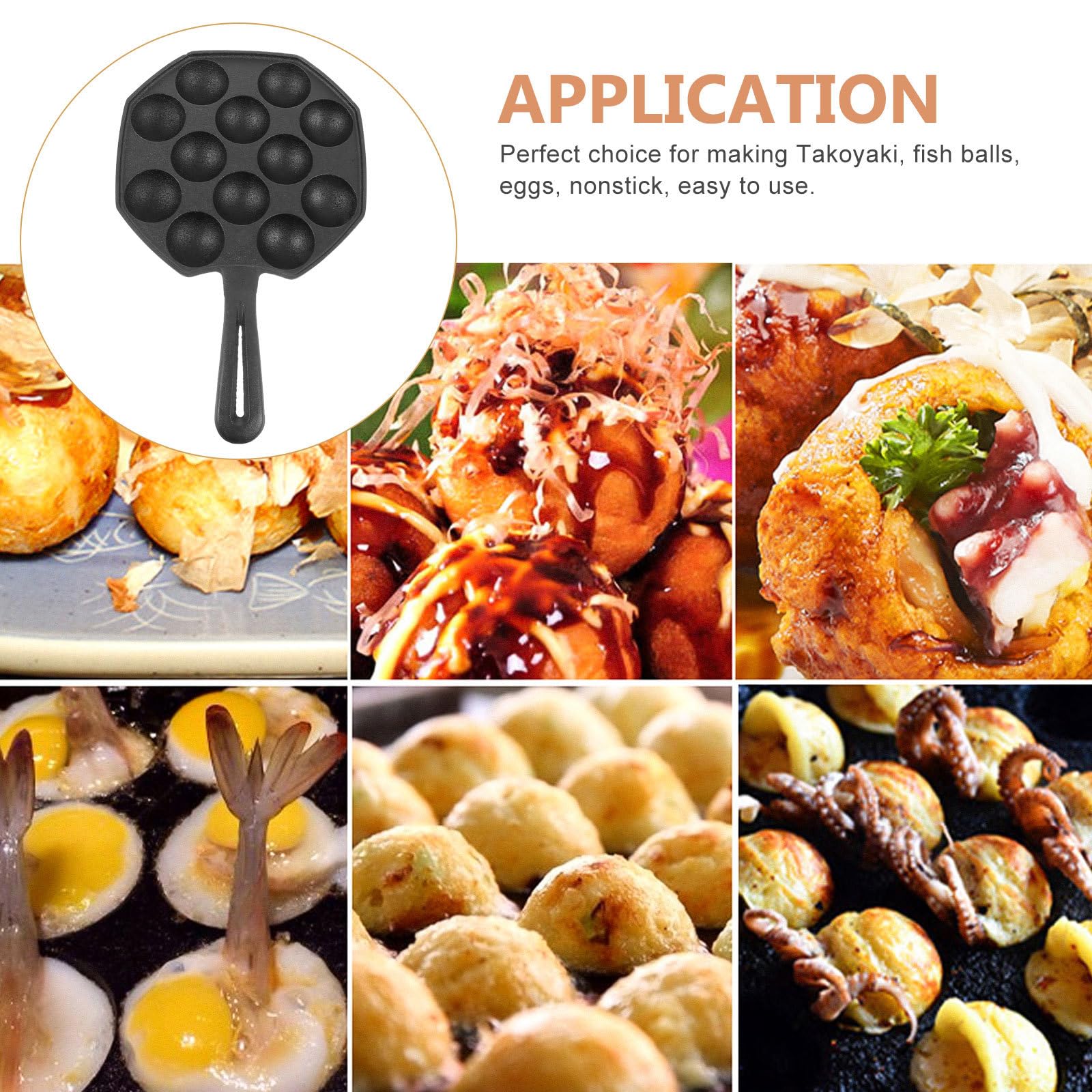 Hemoton Pans Grill Pan 19 Holes Baking Tray Cast Iron Nonstick Cooking Plate Pancakes Plate Octopus Balls Baking Maker For Quail