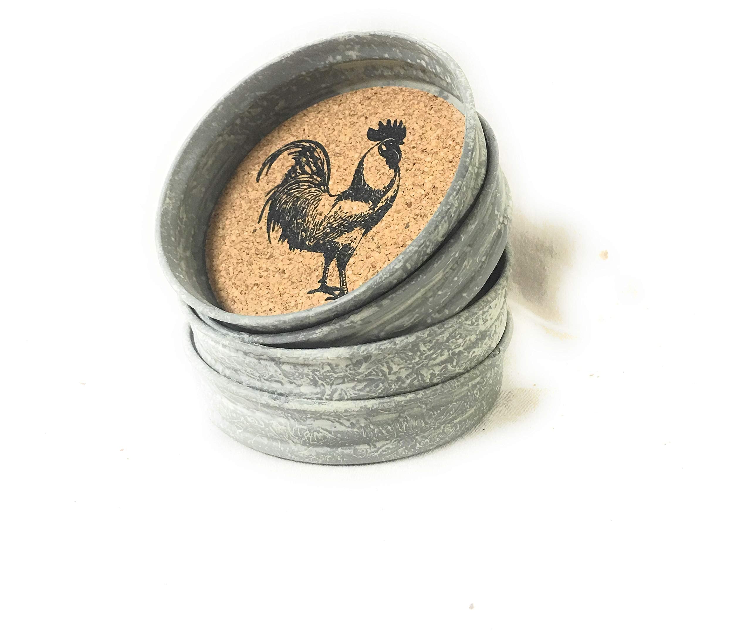 Mason Jar Lid Coaster - Rooster - Box Of 4