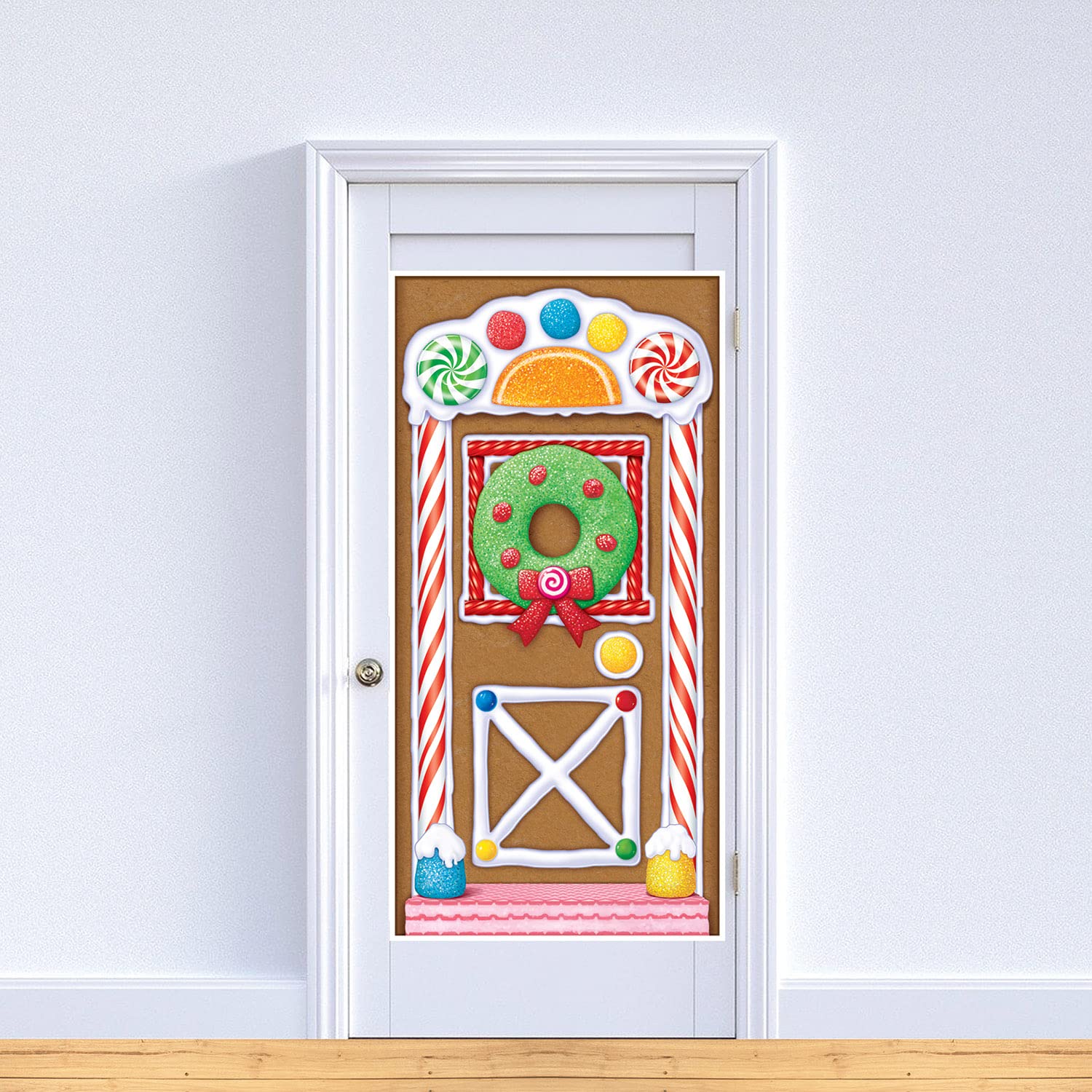 Beistle Gingerbread House Door Covers, 5 x 30   , 3 Pieces - Magical Festive Winter Holiday Decor - Plastic for Indoor and Outdo