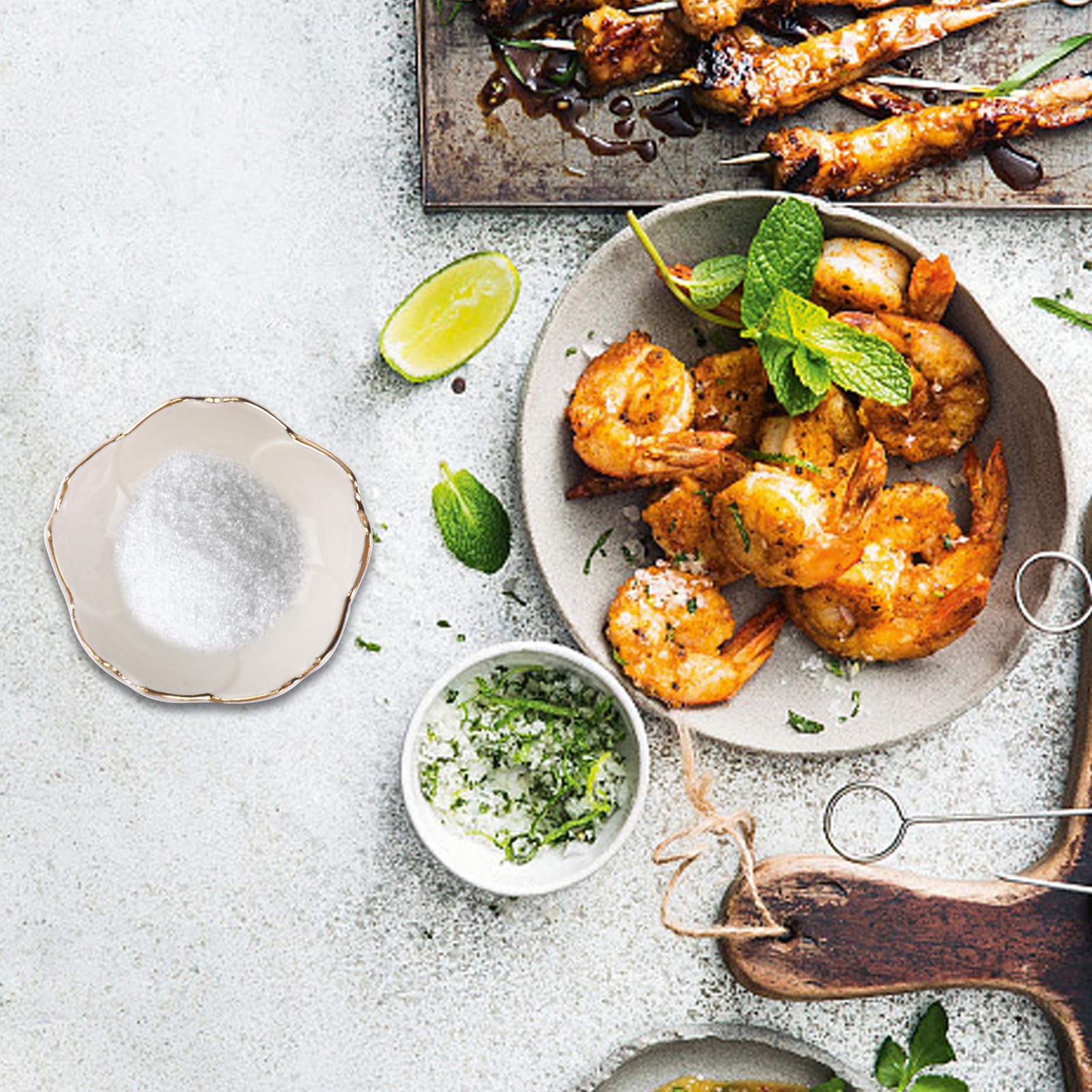 Doitool 2Pcs Ceramic Seasoning Dish Tea Bag Holders, Teaspoon Rest Ketchup Saucer Appetizer Plates Salad Soy Sushi Wasabi Season